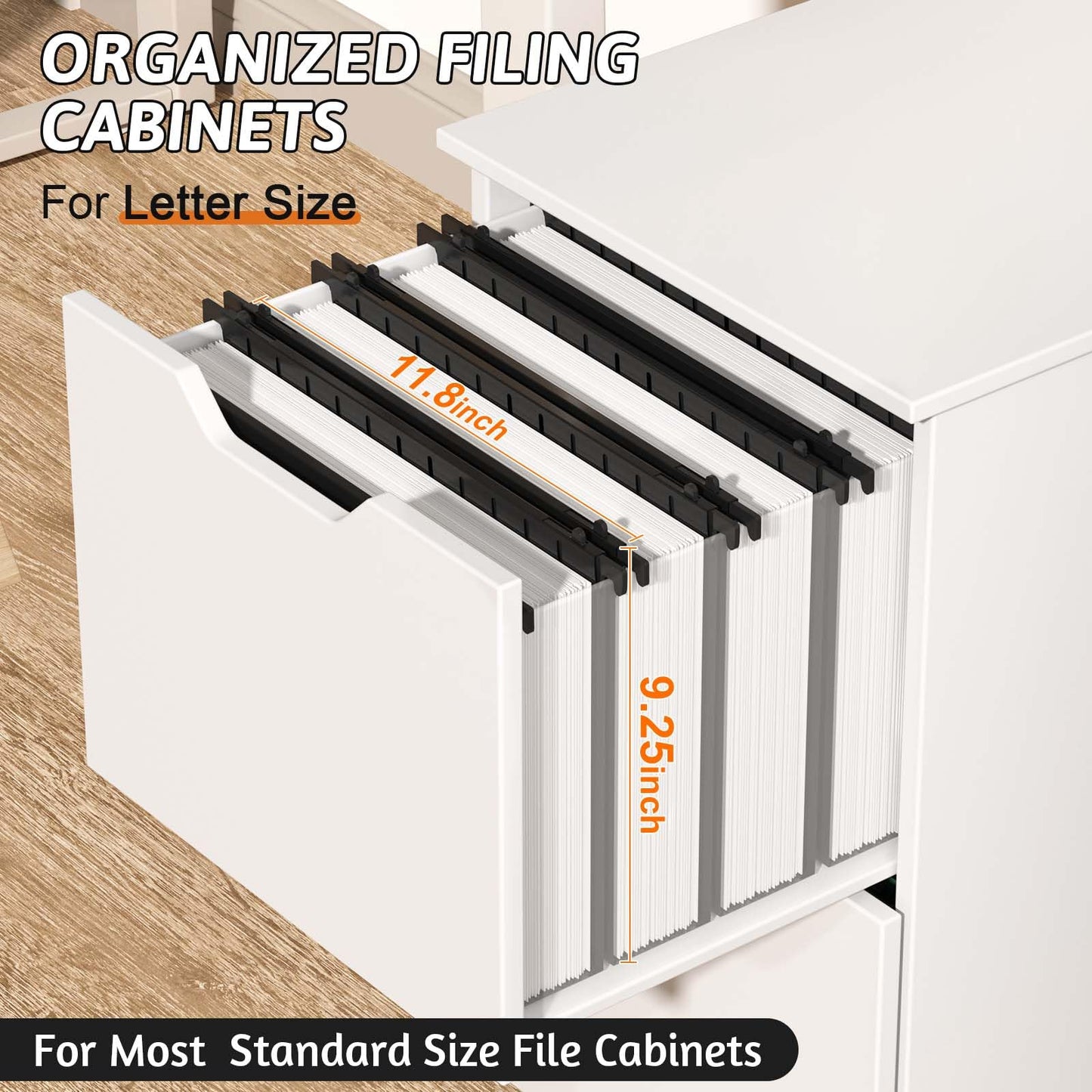 Nordun Extra Capacity Plastic Hanging File Folder Letter Size,12 Pack Reinforced Hang Folders with Heavy Duty 2 Inch Expansion,Durable Hanging Organizer Designed for Bulky Files(Black)