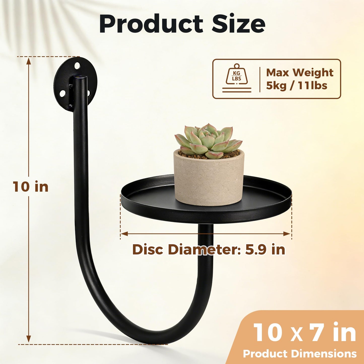SUNCKET Wall Plant Holders for Indoor Plants, 3 Pack Metal Wall Mounted Plant Shelves，Modern Window Plant Hanger, Space Saving Hanging Planters for Living Room Bedroom Kitchen Bathroom Office Decor, Black