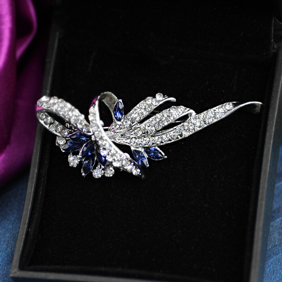 Created Crystal Brooch & Pins for Women | Vintage Brooches & Hat Pins, 2.5 Inches Blue
