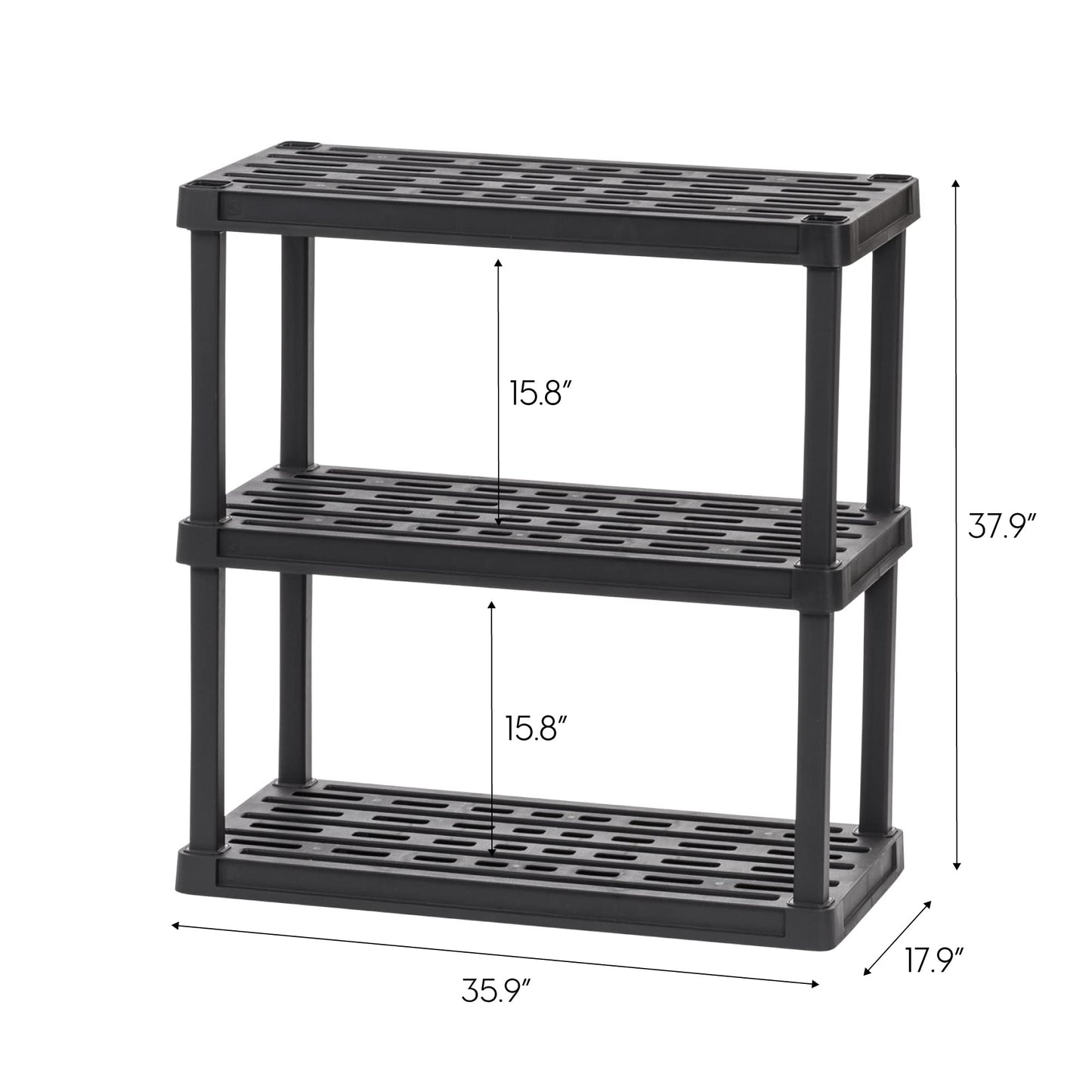 IRIS USA 3-Tier 58" H and 5-Tier 64" H Heavy Duty Storage Shelves Bundle, Recycled Plastic Home Organizers