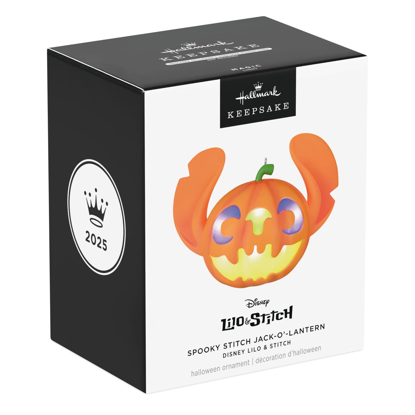 Hallmark Keepsake Halloween Ornament, Disney Lilo & Stitch Spooky Stitch Jack-o'-Lantern with Light, Gifts for Disney Fans