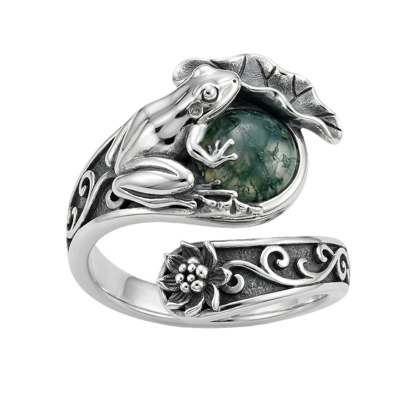 Midari Frog Spoon Ring 925 Sterling Silver Frog Thumb Ring Adjustable Celtic Knot Animal Jewelry Gifts for Women Men