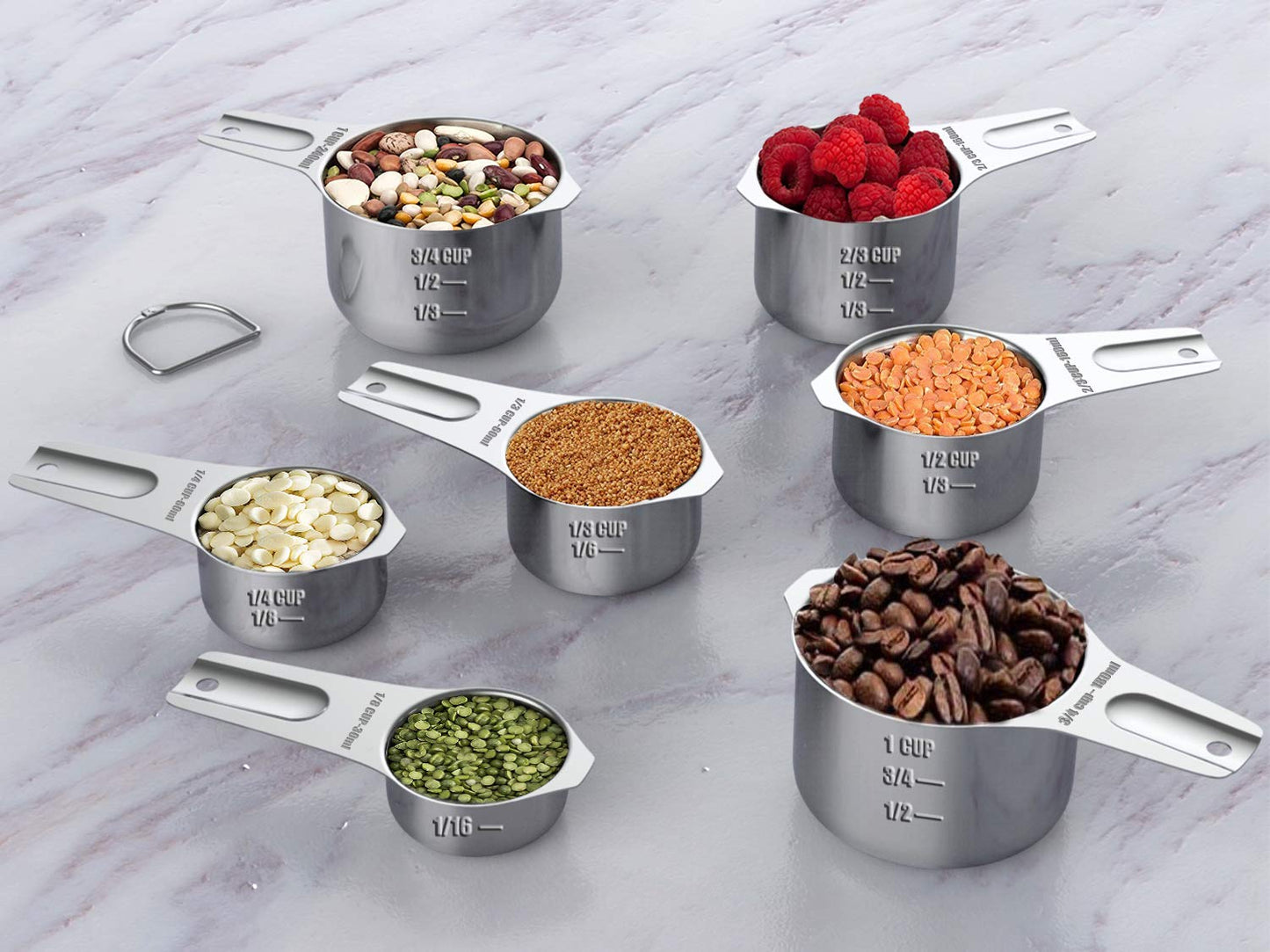 Measuring Cups and Magnetic Measuring Spoons Set, Wildone Stainless Steel 7 Measuring Cups, 8 Double Sided Stackable Magnetic Measuring Spoons, 1 Leveler & 5 Mini Spoons - 21 Piece
