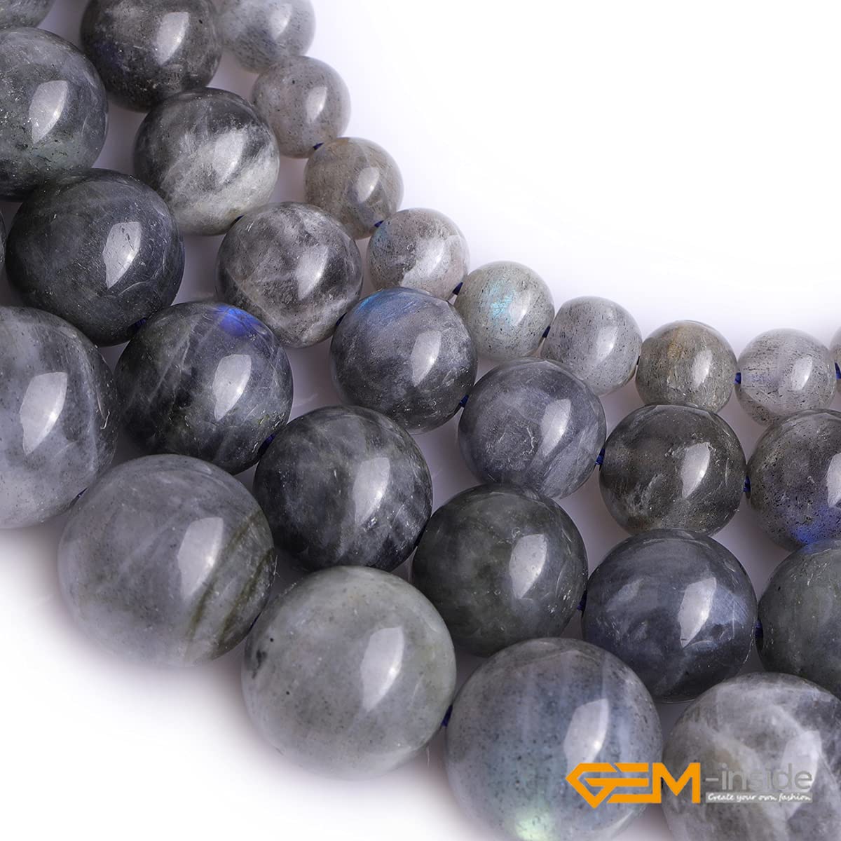 GEM-Inside Natural 6mm AA Grade Blue Rainbow Labradorite Gemstone Loose Beads Round Crystal Energy Stone Power for Jewelry Making 15''