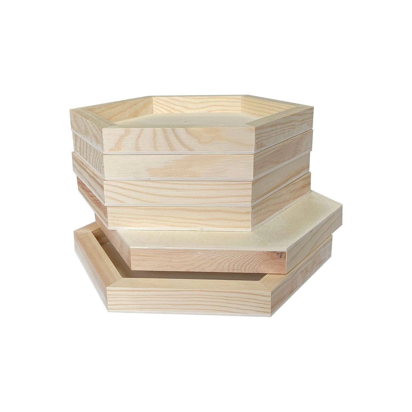 Hexagon Wood Canvas for Crafts, Framed Wooden Panel Boards for Painting (8x9 in,6 Pack)