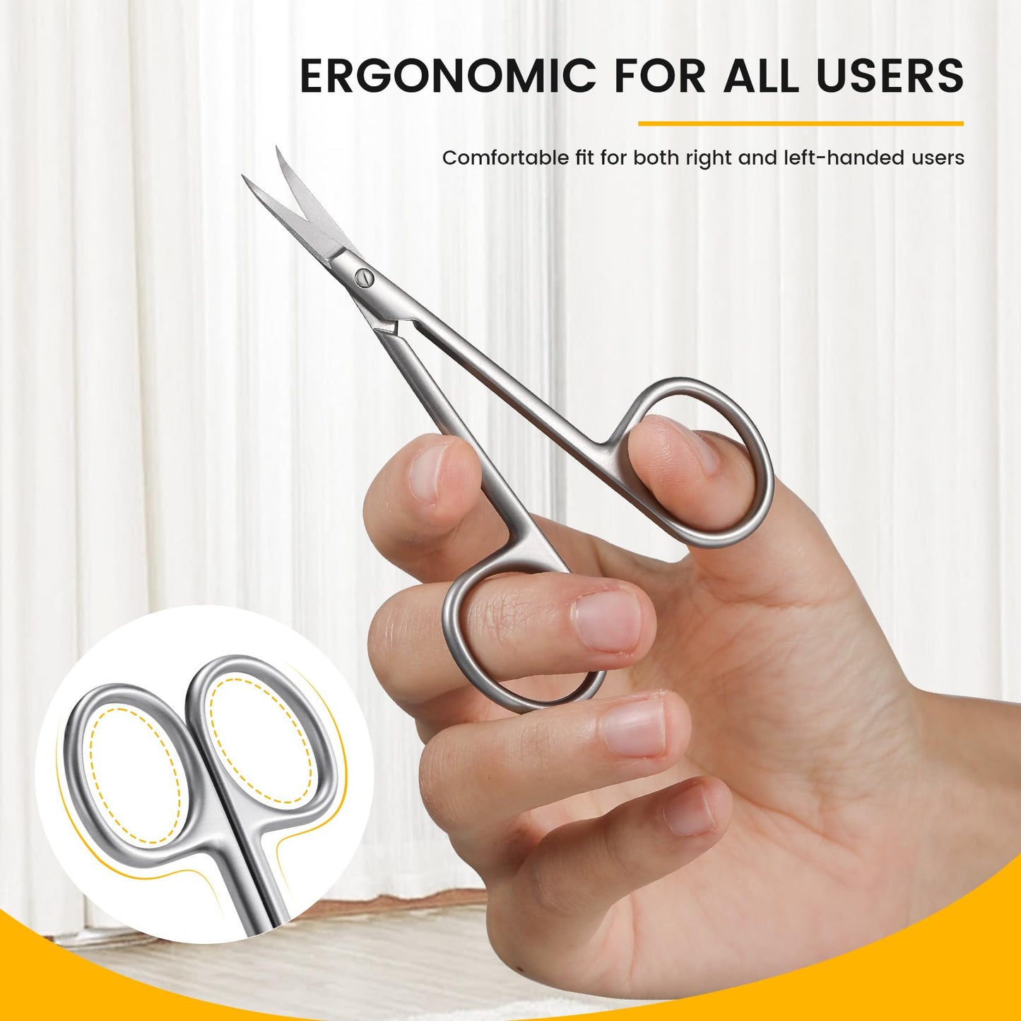 BEZOX Extra Fine Curved Cuticle Scissors, Super Thin Nail Scissors for Cutical Care Only, Professional Manicure Small Scissors, Stainless Steel CuticleTrimmer, 1 pcs
