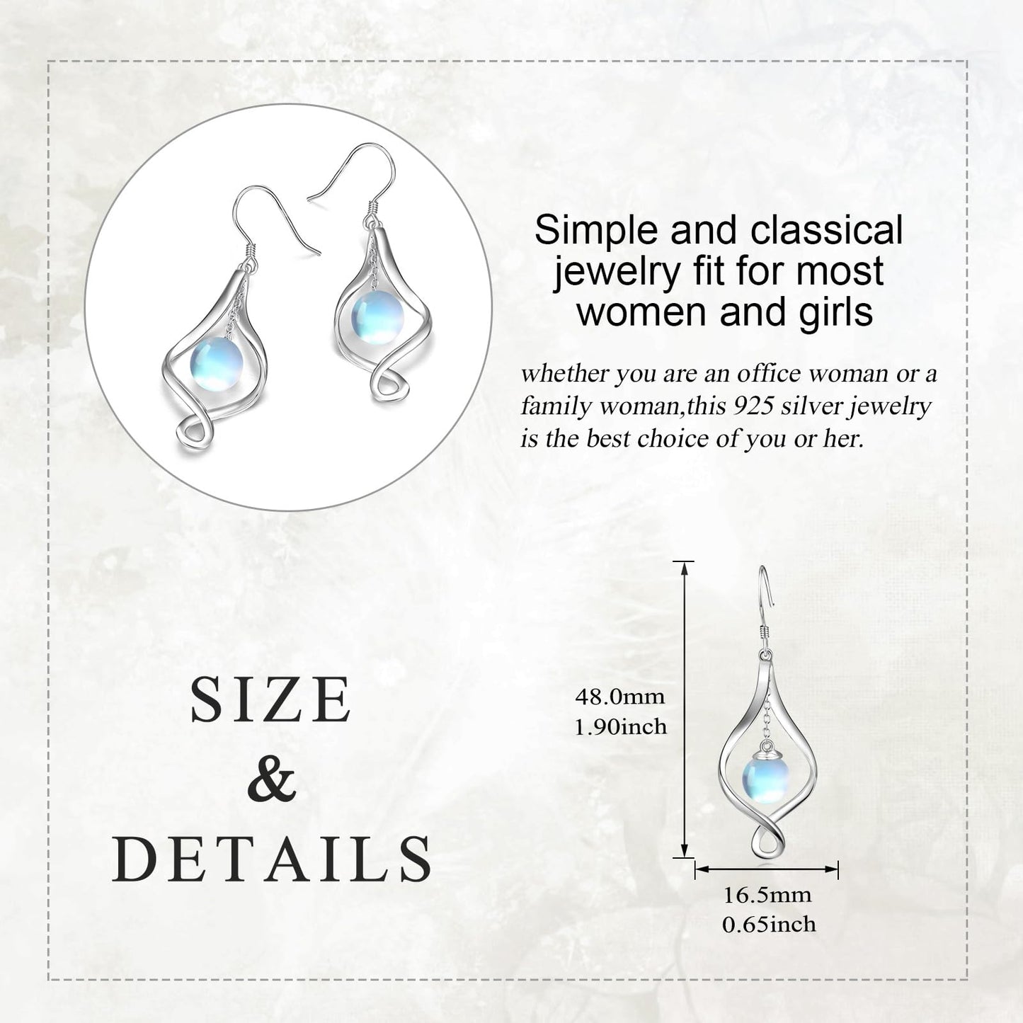 Moonstone Earrings Sterling Silver Moonstone Ball Dangle Earrings Dangling Jewelry Gifts for Women