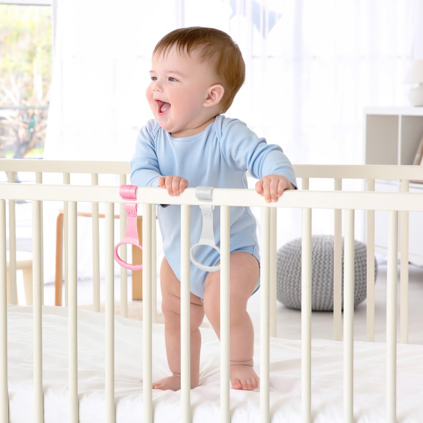 TOYANDONA Pull up Rings 4 Pack Toddler Rings Plastic Pull Handles for Infant Standing and Walking Training Easy Install Accessories