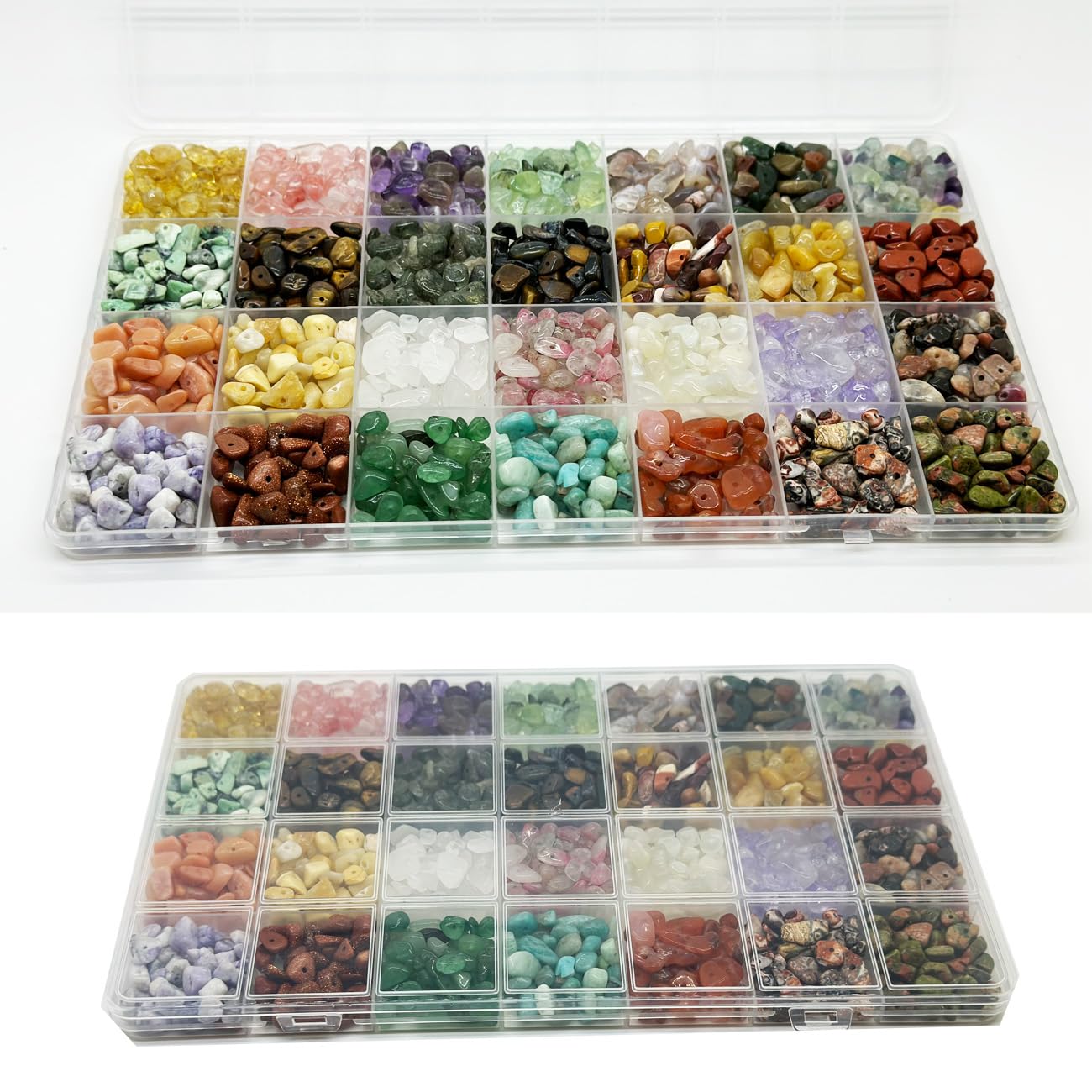 Yephac Jewelry Making Kits with 28 Colors Gemstone Chips, Healing Crystal Ring Maker Kit with Jewelry Making Supplies (28 Colors-1)