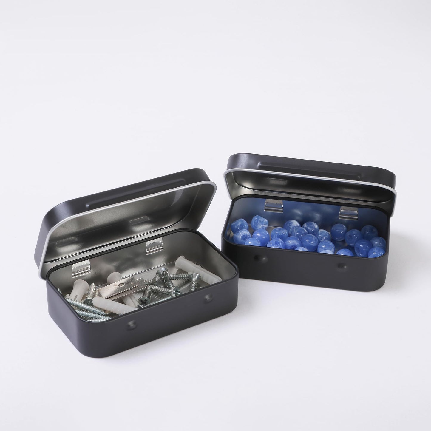LJY 20-Piece Metal Hinge Tin Box Containers - For Gift Wrapping. Dental Floss Stick - Toothpick Holder and a Sliding-Cover Dental Floss Pick Storage Box (Black, 20 Pcs 3.7"x2.4"x0.9")