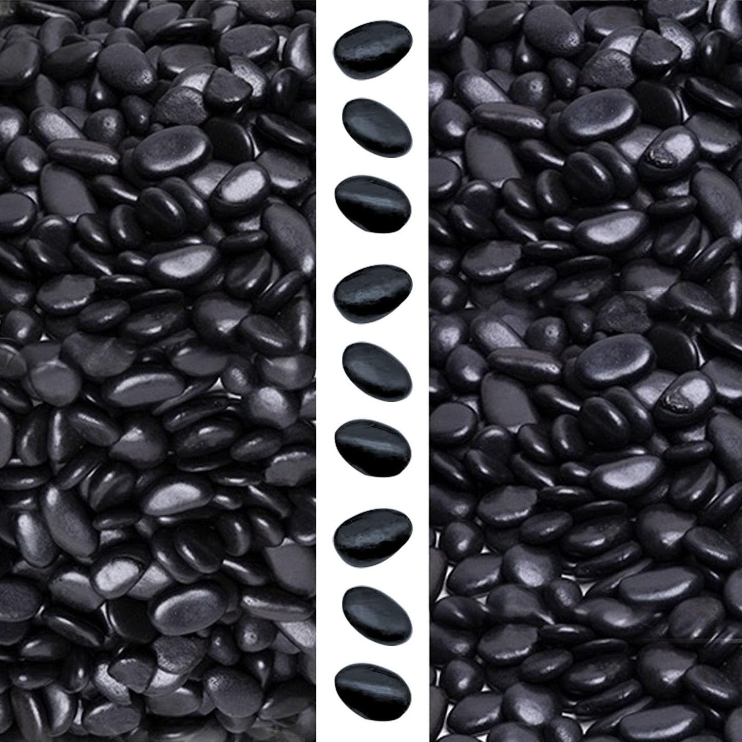 gemshan 2lb Black Pebbles for Plants Polished Stone Bulk 7mm-9mm River Rocks for Aquarium Vase Plant Decoration