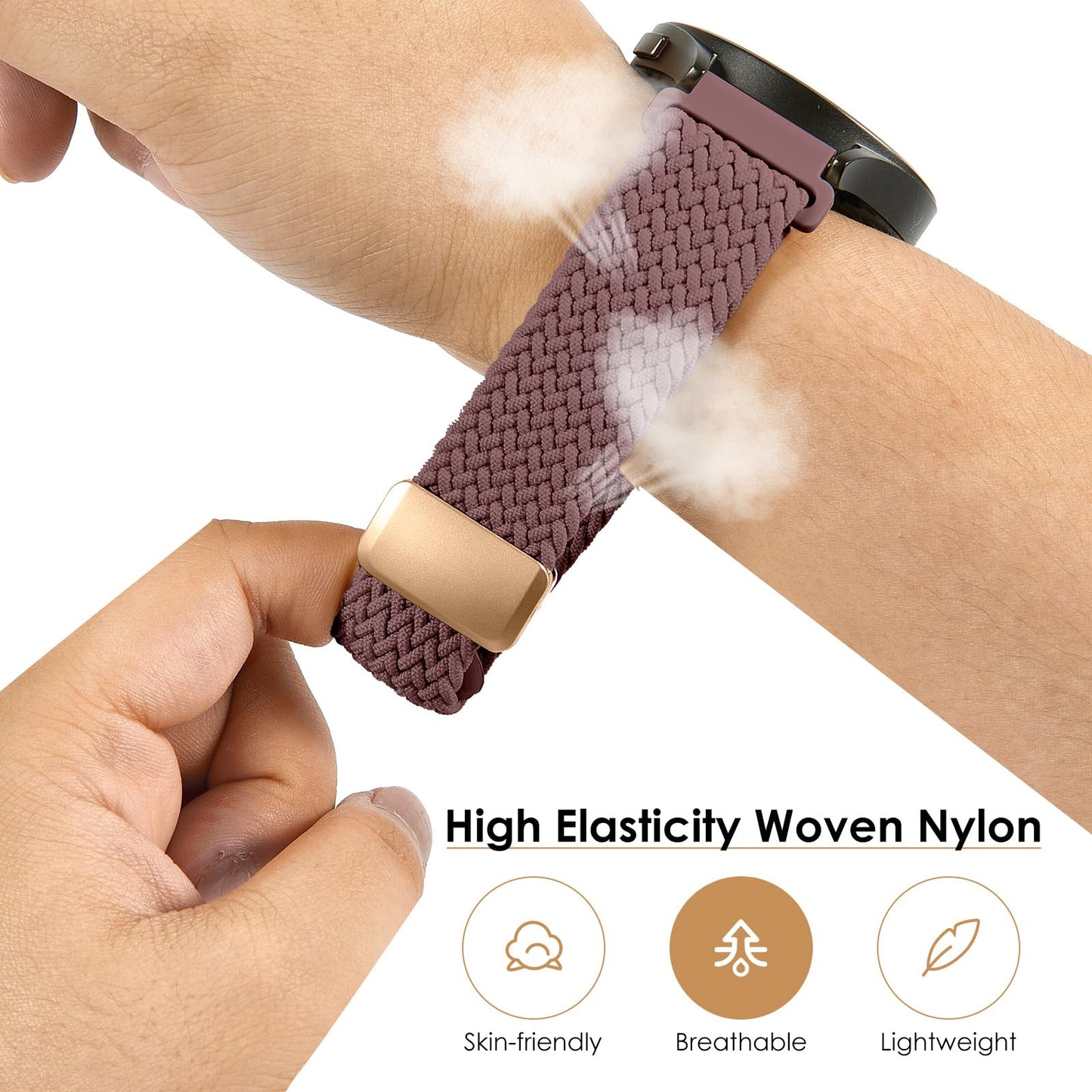 SIMYYO Nylon Magnetic Bands Quick Release Braided Nylon Watch Bands Stretchy Sport Replacement Strap for Men and Women 18mm 19mm 20mm 22mm