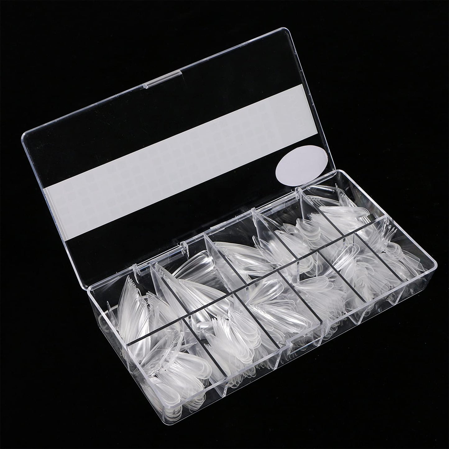 Press On Nails Set with 500pcs Long Stiletto Nail Tips Clear Full Cover 5pcs Nail Glues 1pcs Nail File with Case False Nail Fork Nail Kit Acrylic Nail Kit