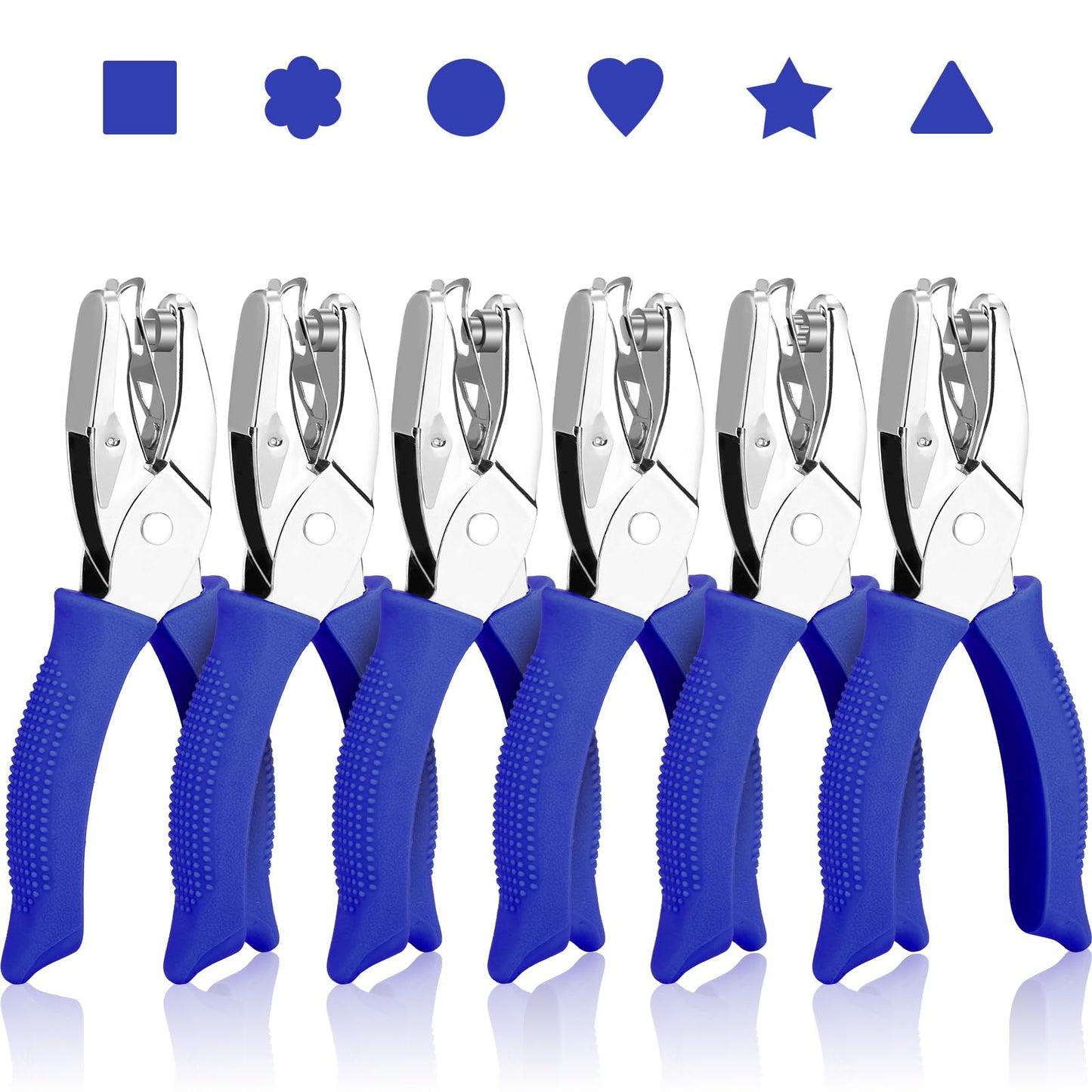 Modacraft 6-Pack Craft Hole Punchers Set - 1/4" Hole Punch Tool for Scrapbooking, Card Making, Binder Tabs | Circle, Heart, Star, Triangle Shapes | Soft-Grip Handles, Lightweight