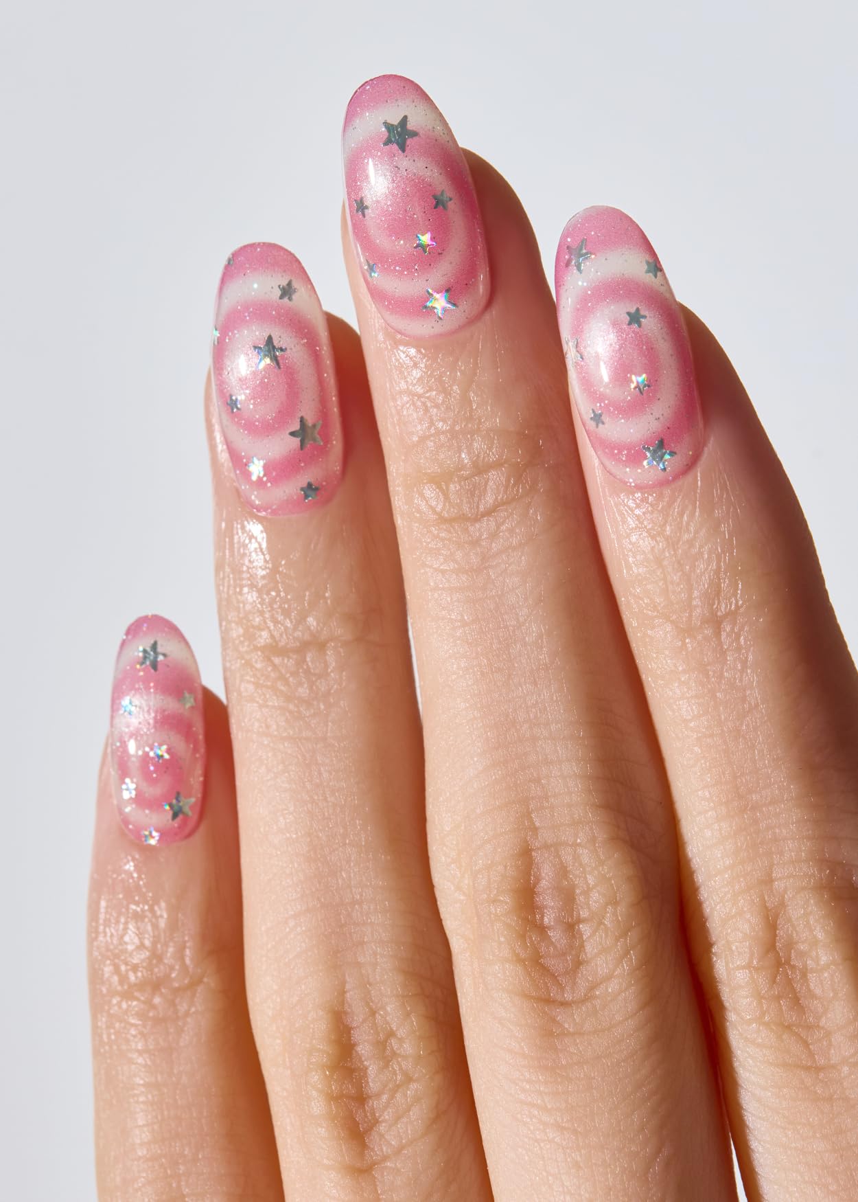 ohora Semi Cured Gel Nail Strips (N Candy Swirl) - Salon-Quality Valentines Nails stickers, Works with Any Lamps, Long Lasting, Easy to Apply & Remove, Chip Resistant