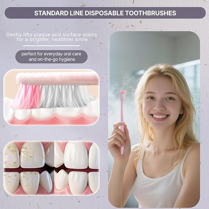 120-Pack Disposable Toothbrushes Individually Wrapped, Soft Bristle Bulk Travel Toothbrush for Adults, Kids, Guest, Hotel, Home, Camping, Donation – 4 Colors, Mini Manual Value Pack
