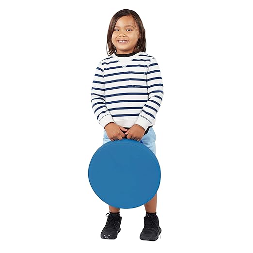 Factory Direct Partners SoftScape 15 inch Round Classroom Floor Cushions with Handles; Flexible Seating for Daycare, Preschool, Playroom; 2 inch Thick Deluxe Foam (4-Piece)- Lime/Raspberry, 12223-LMRS