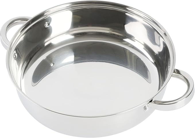 Oster Sangerfield 11-Inch Stainless Steel Everyday Cookware Pan with Steamer and Lid – Durable Nonstick Frying Skillet for Kitchen Cooking