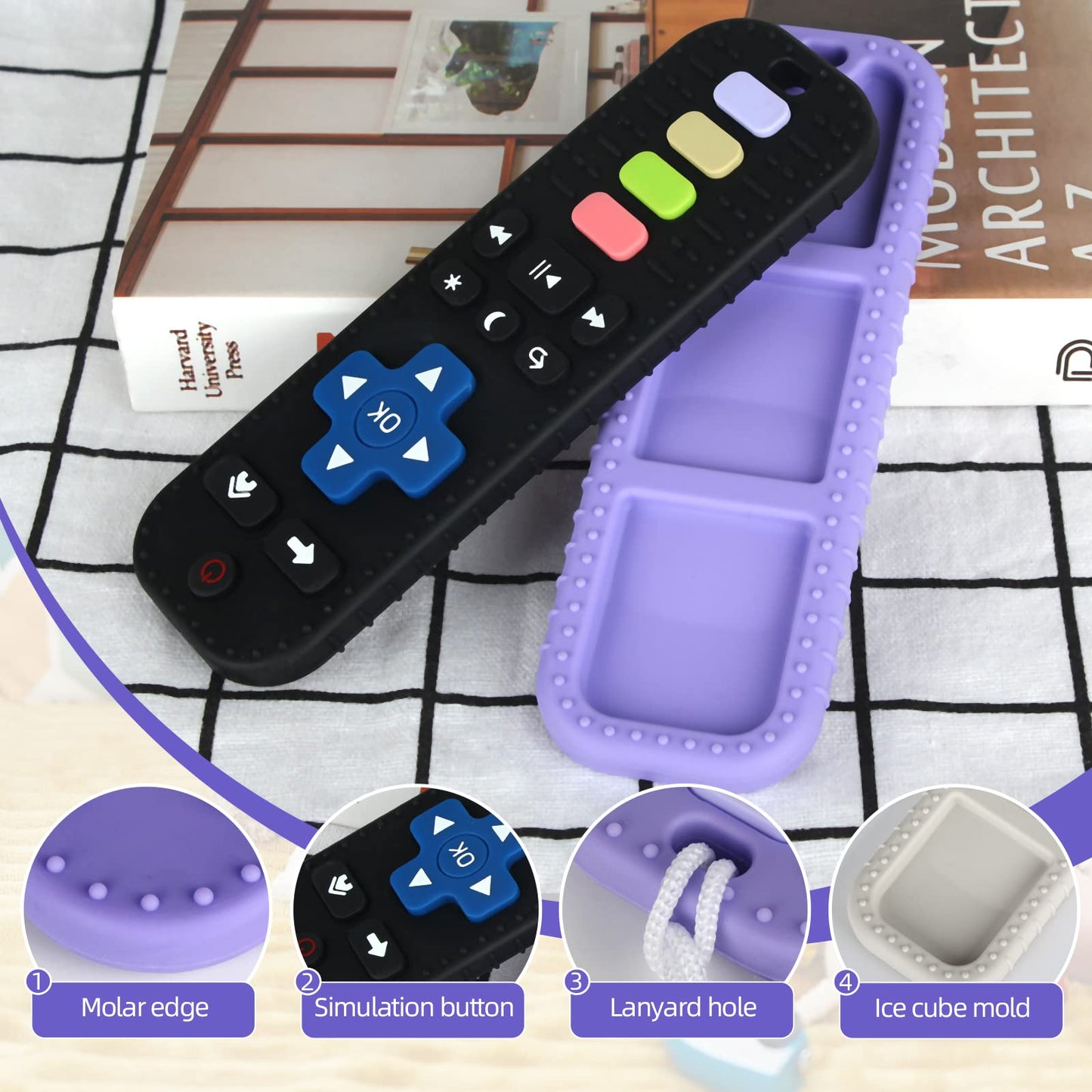 Chuya Silicone Baby Teether Chew Toy for Babies 3-24 Months, Teething Relief Baby Toys for Infants Remote Control Shape (3 Pack)