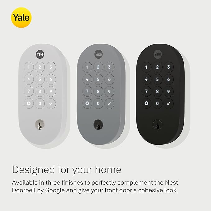 Yale Matte Black Keyed Deadbolt Smart Lock with Google Matter, YRD510-MT1-BLK