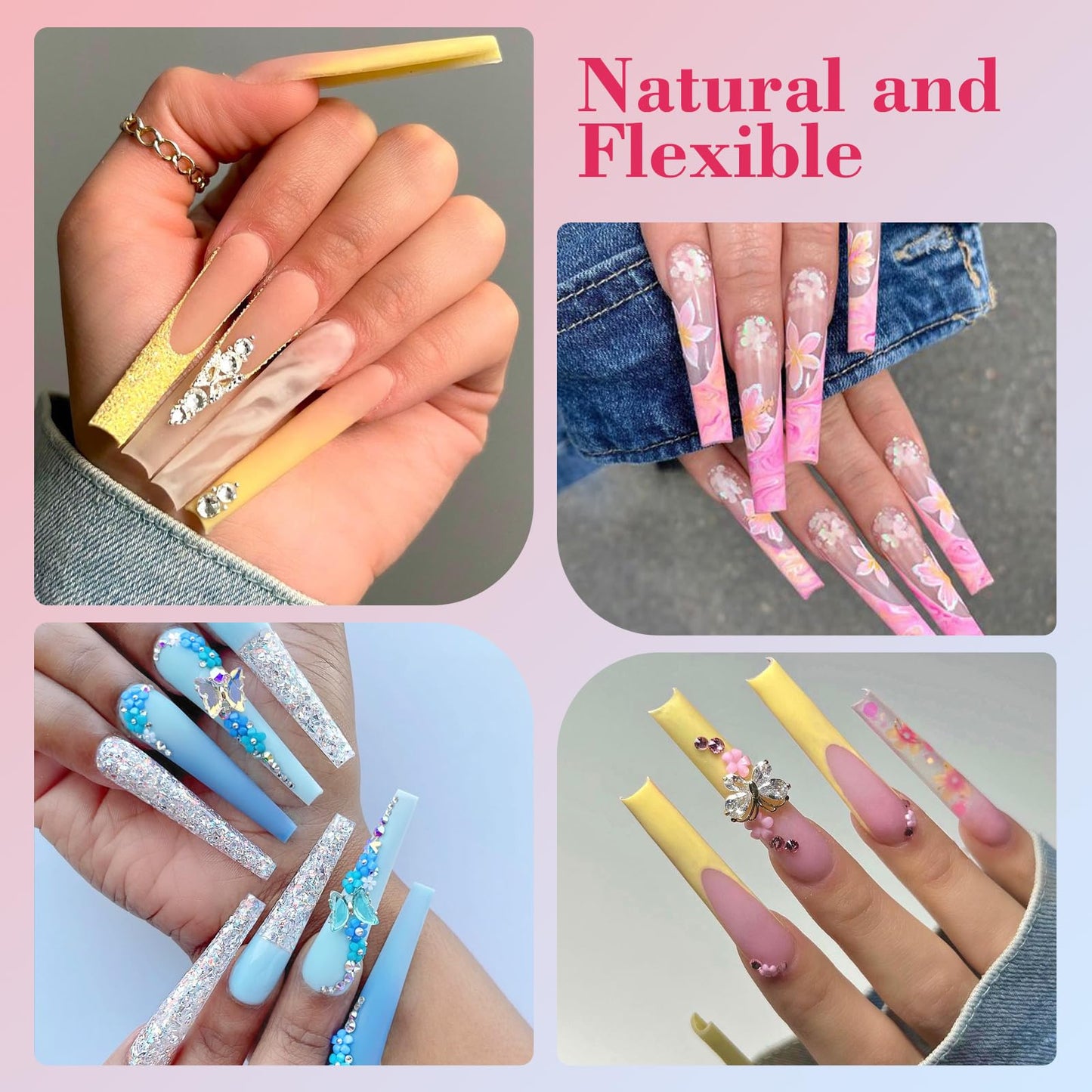 LIONVISON 3XL Coffin Nail Tips Professional, 504PCS Extra Long Tapered Square, 12 Sizes Straight Press On Gel Nails, Home DIY Salons