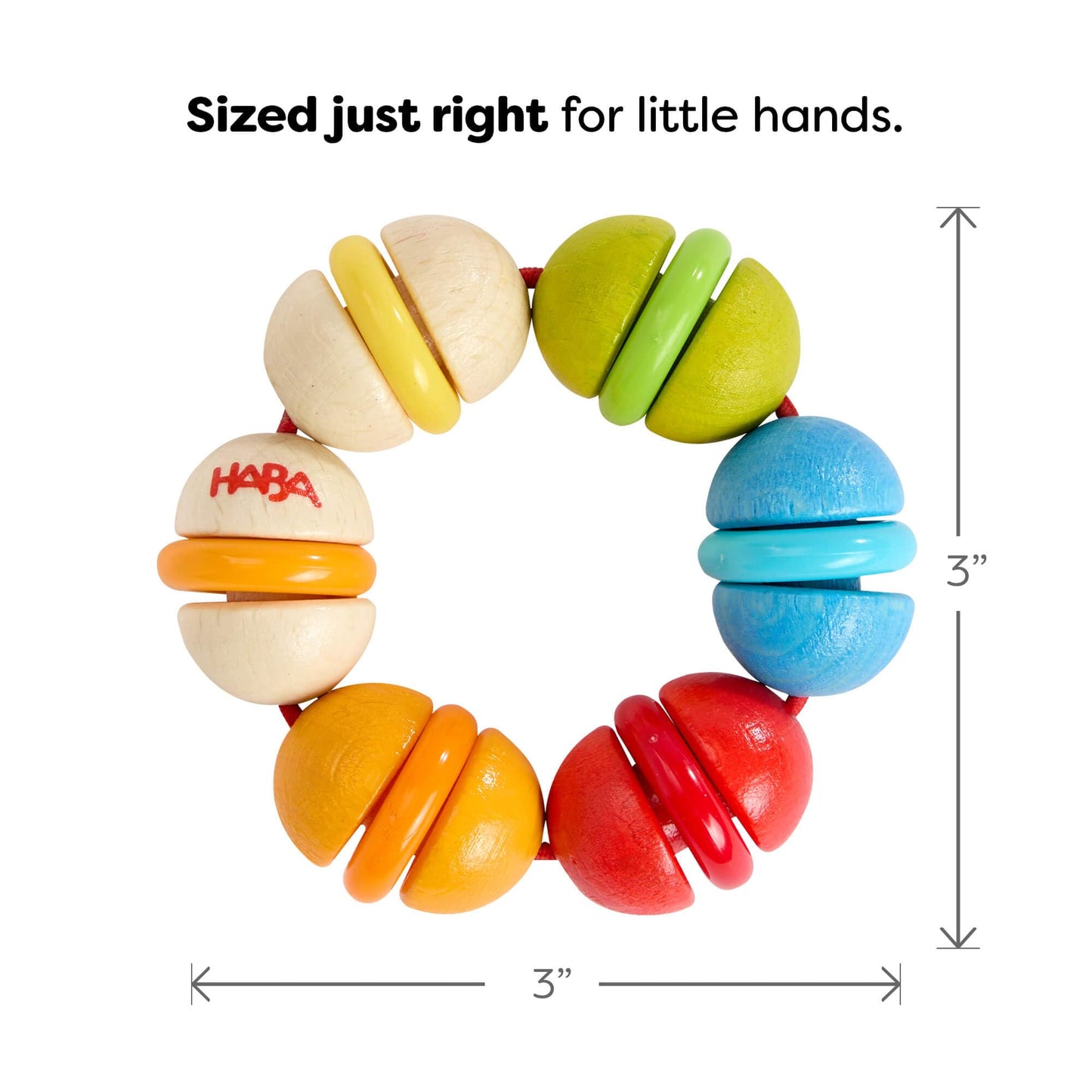 HABA Rainbow Rattle Grasping & Baby Teether – Colorful Sensory Toys for Babies with Gentle Sound and Safe Finish for 6 Months+