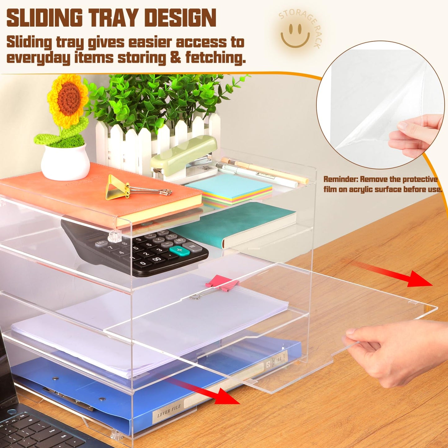 Leffis 5 Tier Acrylic Desk Paper Organizer, Clear Desk Organizer and Accessories Letter Tray for Papers, Documents, File Office Home Classroom Organization