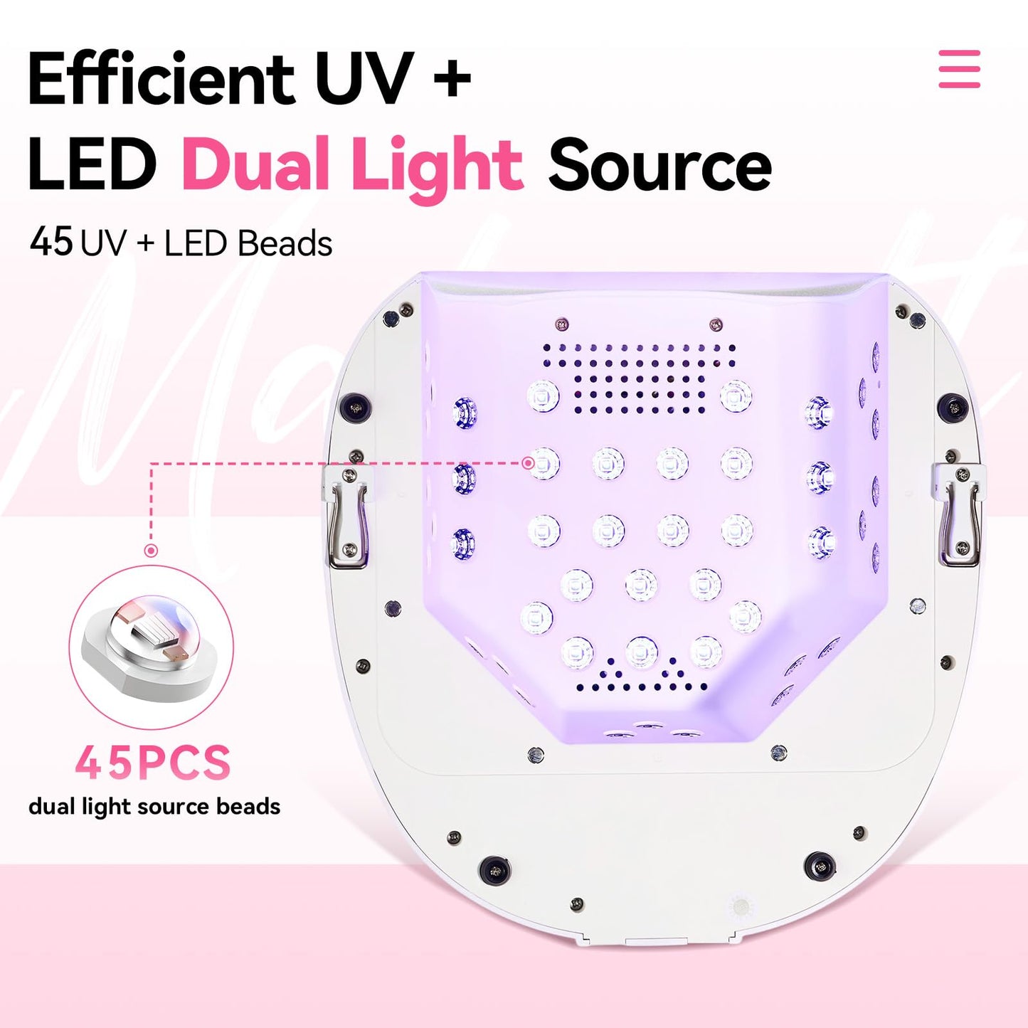 Makartt UV Nail Lamp – 30W Fast Curing UV Light with Handle Rechargeable Cordless Nail Dryer for Gel Nail Polish with 45 Beads Dual Lights 4 Timers LCD Smart Sensor for Nail Art Design(White)
