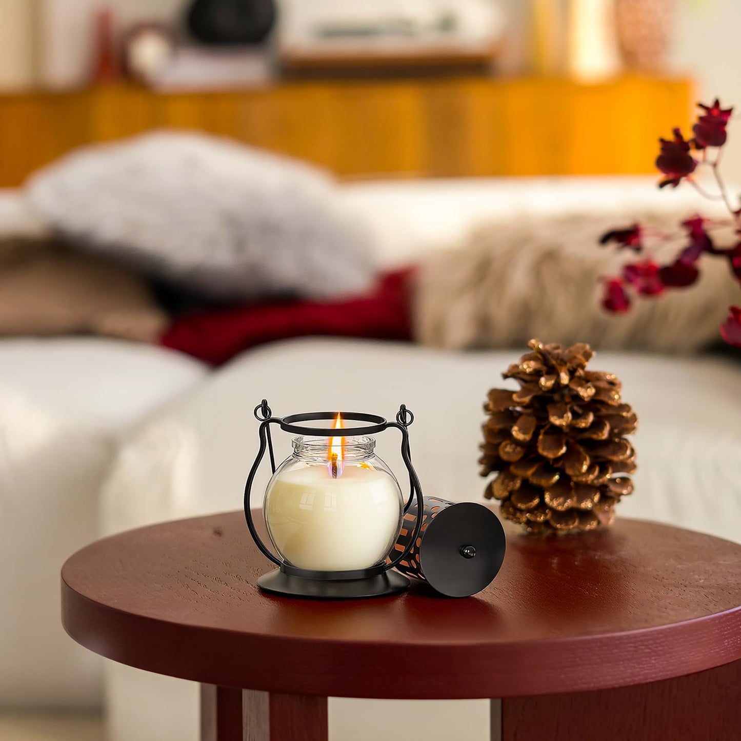 Scented Candles for Home, 3 Pack Fall Candle Set Natural Soy Wax, Retro Lantern Candles Autumn Gifts Set for Women Men, Aromatherapy Candle of Vanilla, Rose, Lavender