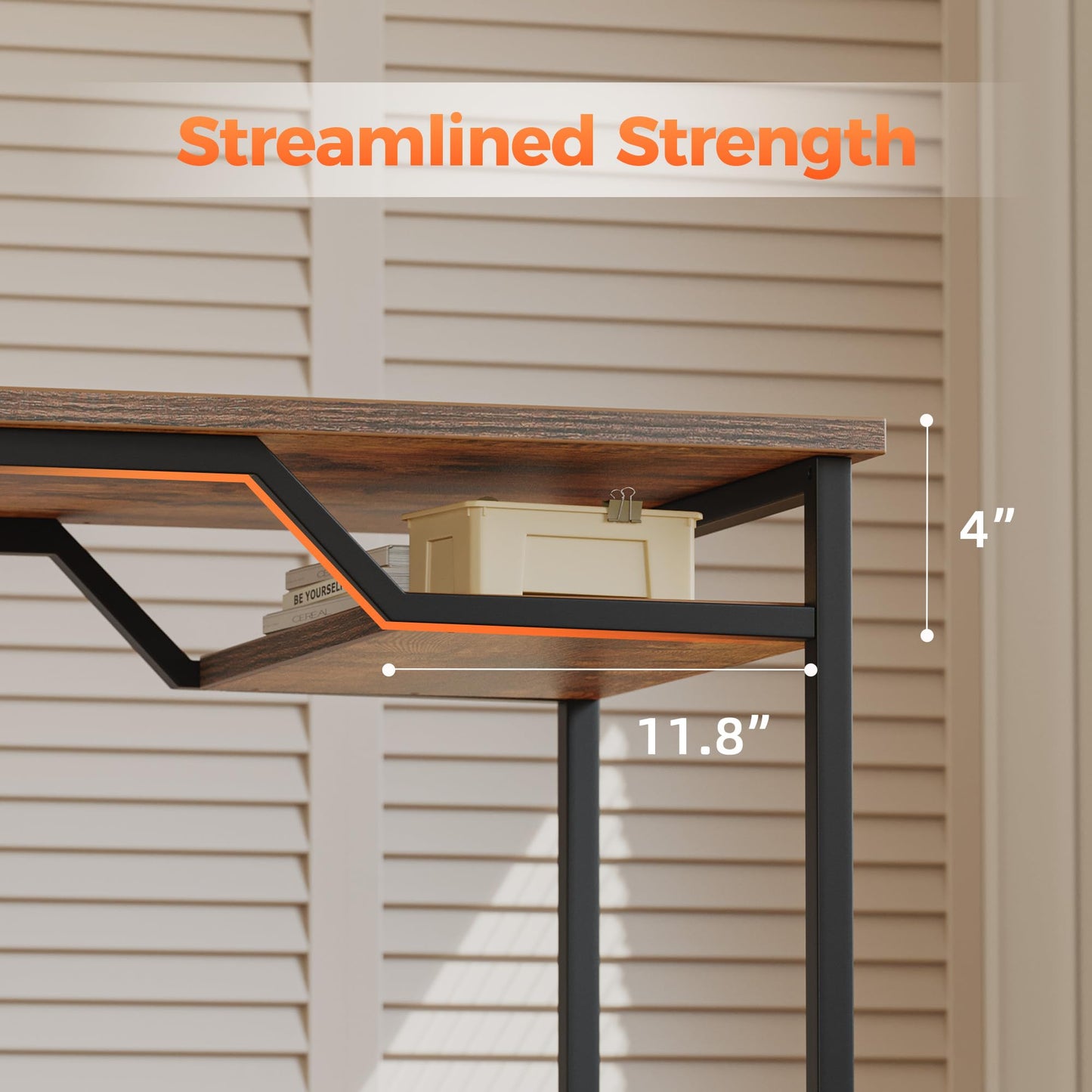 Mericonia 48 inch Computer Desk w/Shelf & Adjustable Feet, 32 inch Rolling Office Desk w/ 1 Hook, Small Space Desk for Home, Office, Study, Writing, Bedroom, 2 Pack