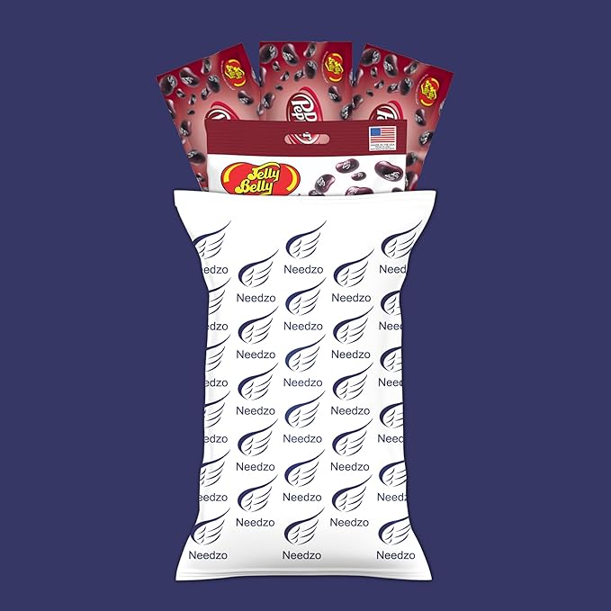 Needzo Dr Pepper Jelly Beans Basket Stuffer Kit, Soda Flavored Chewy Candies, Individually Packaged Single Serving Bags and Shareable Bag, Pack of 4