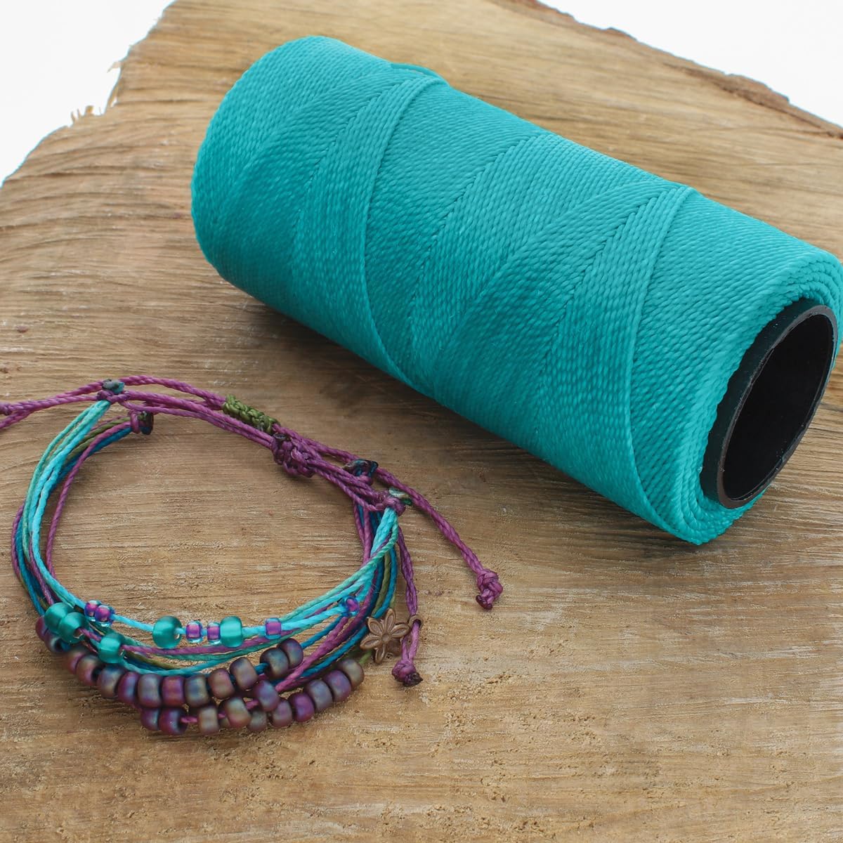The Beadsmith Knot It Waxed Polyester Cord – Aqua Color – 0.7mm Diameter – Light Wax, 144 Meters (472 Feet) Per Spool – Make Jewelry, Macrame, Friendship Bracelets and DIY Crafts