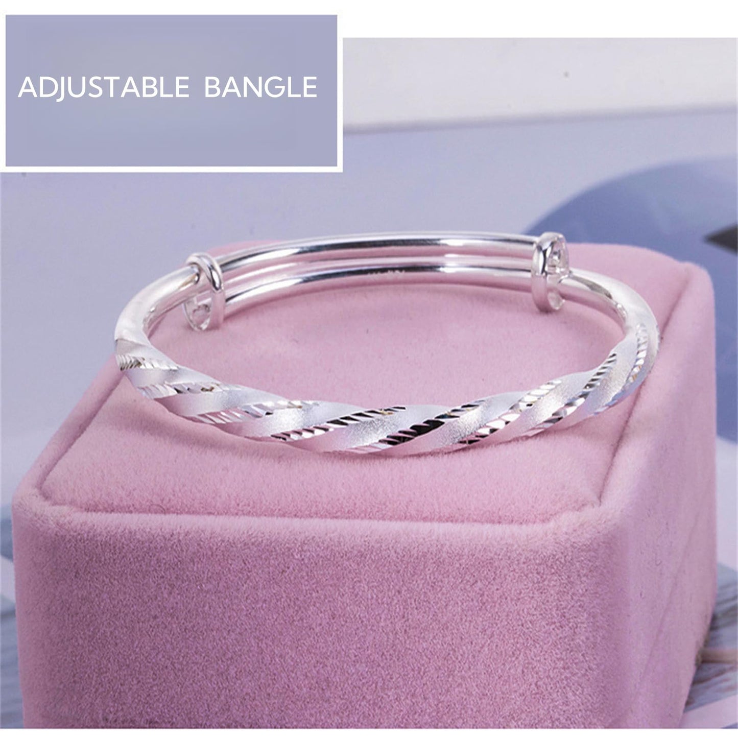 Handmade 925 Sterling Silver Bangle Bracelets For Women Twist Bangle Bracelets Wave Bangles Matte Hammered Bangles Adjustable Bangle Bracelets For Women Minimalist Statement Bangle Christmas Gift