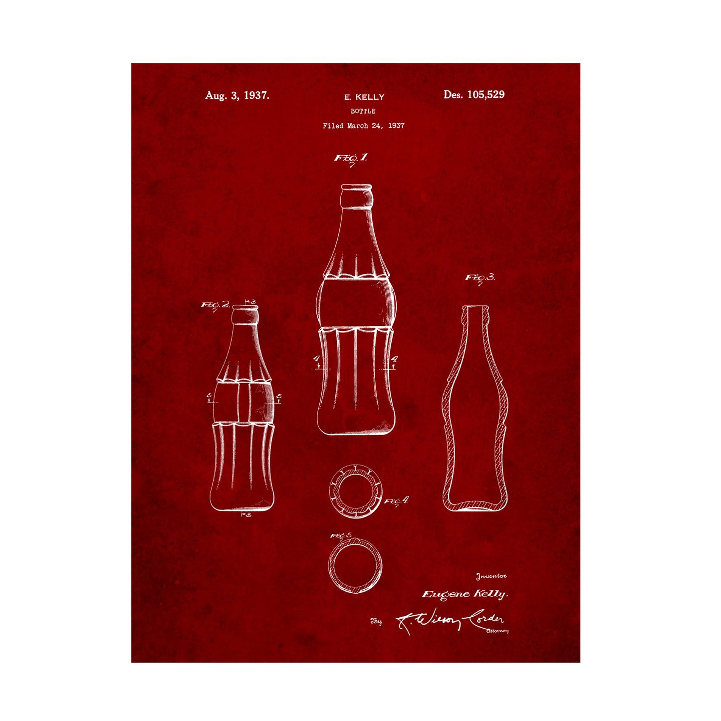 Trademark Fine Art D Patent Coke Bottle by Cole Borders, 18x24-Inch