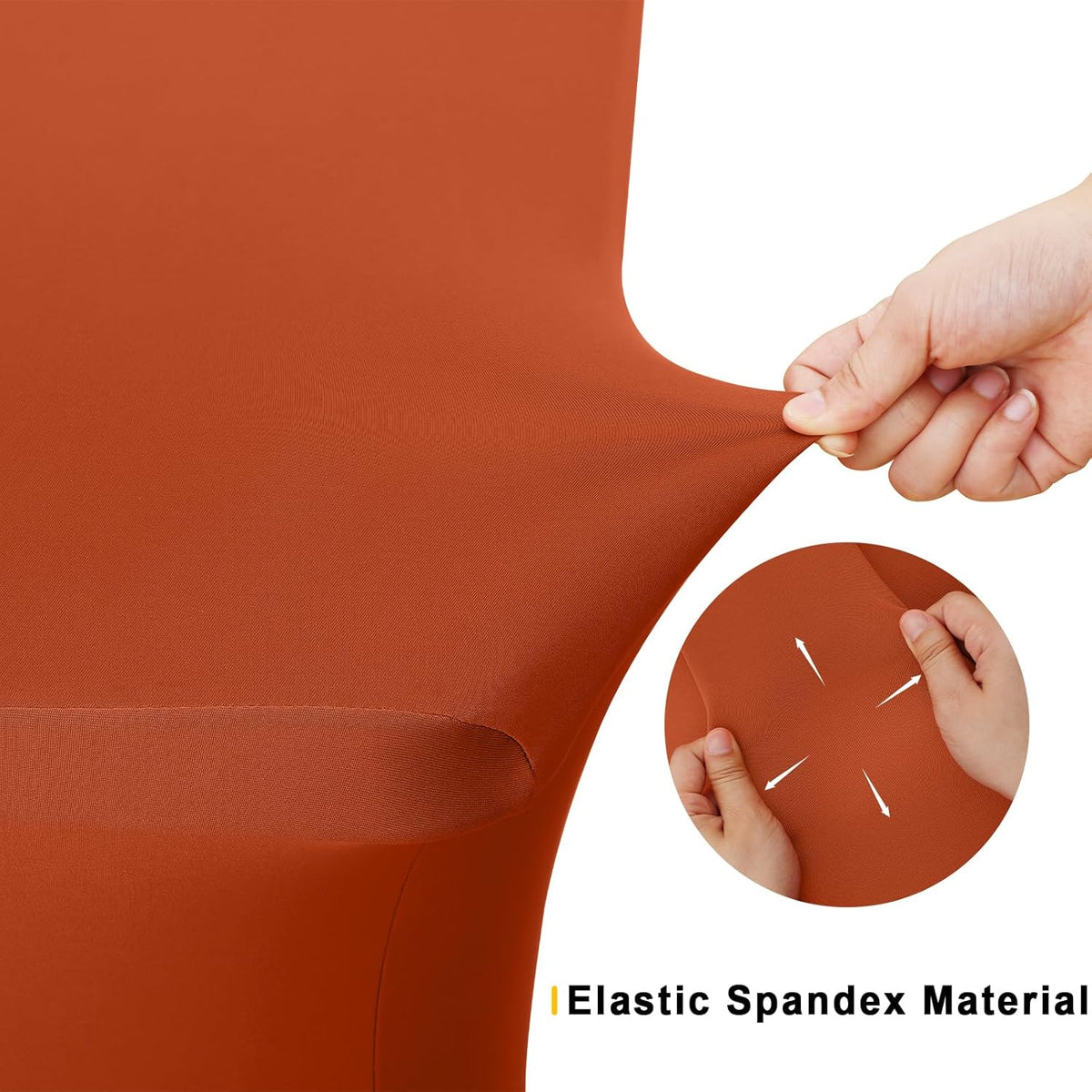 Smiry 2 Pack Spandex Table Cloth 6FT, Elastic Fitted Stretch Tablecloths, Washable and Wrinkle Free Rectangular Patio Table Cover for Outdoor, Wedding, Banquet & Parties (Rust, 72Lx30Wx30H Inch)