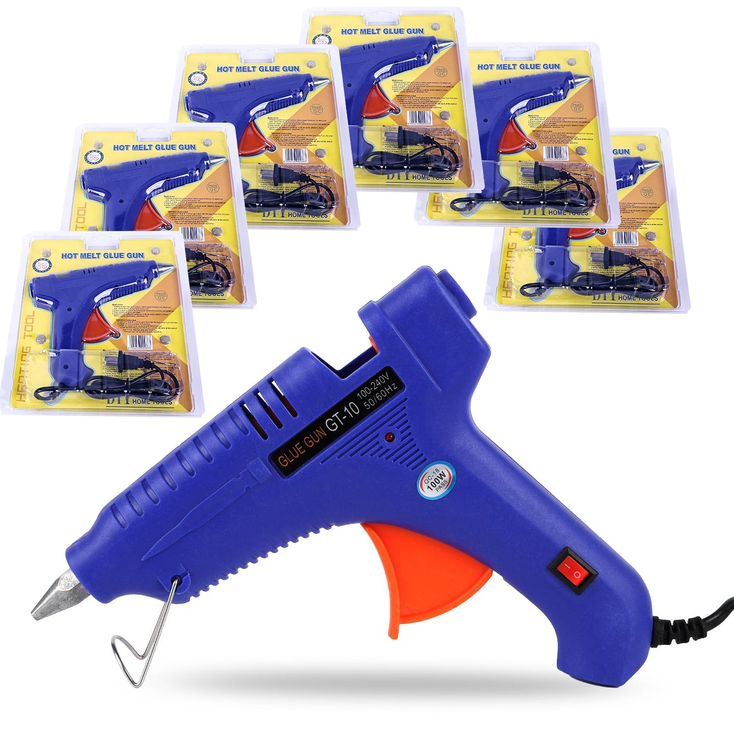 6 Pcs 100W Full Size Hot Glue Gun Kit, Heavy Duty Hot Glue Guns for Home Repair and DIY Craft Projects(Blue)