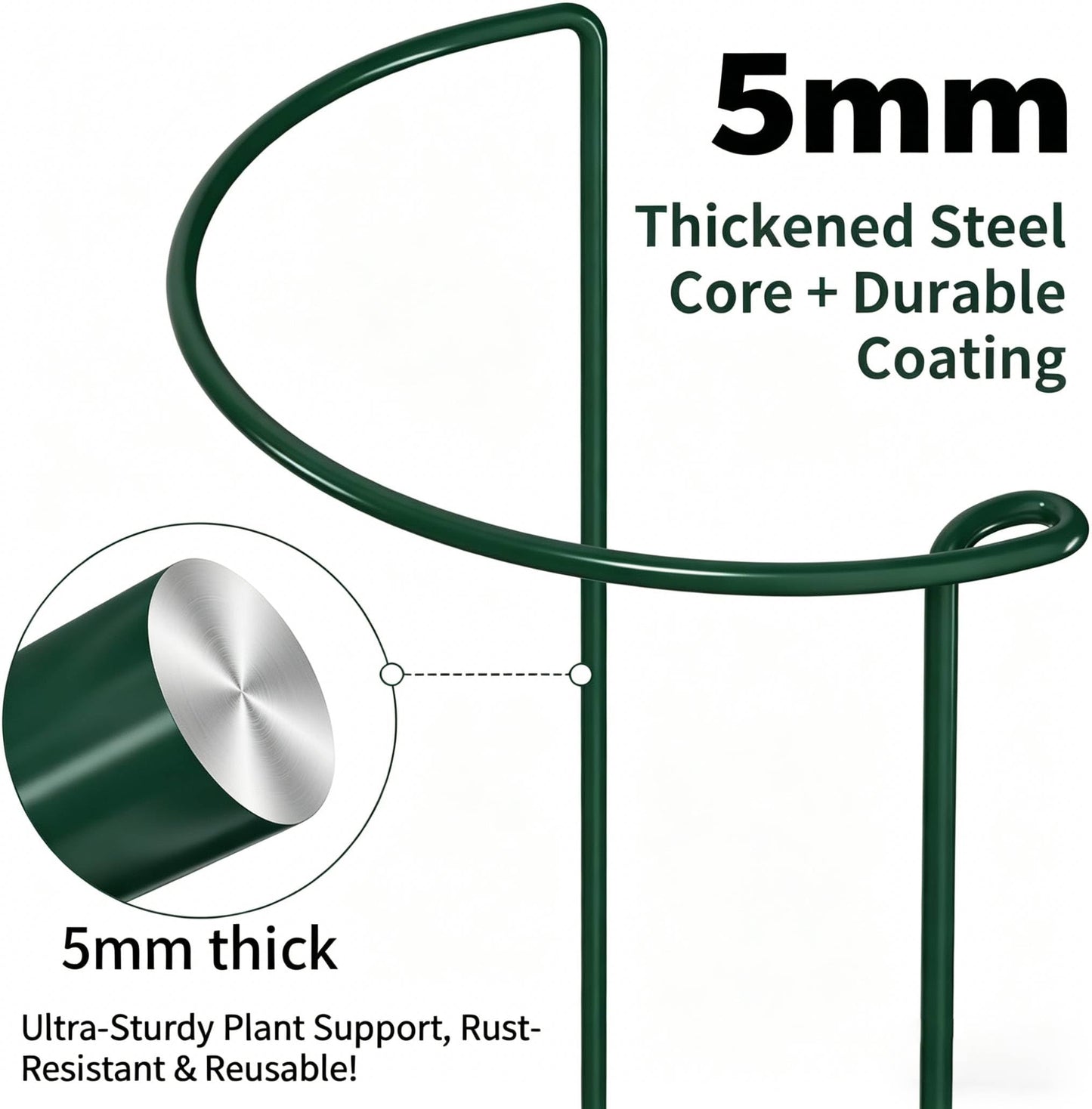 AMAGABELI GARDEN & HOME 6 Pack Peony Cage Plant Support Stakes 10" W x 16" H Heavy Duty Ring Metal Garden Support Structures Plant Cage with Ties for Indoor Flower Outdoor Tomato Hydrangea Monstera