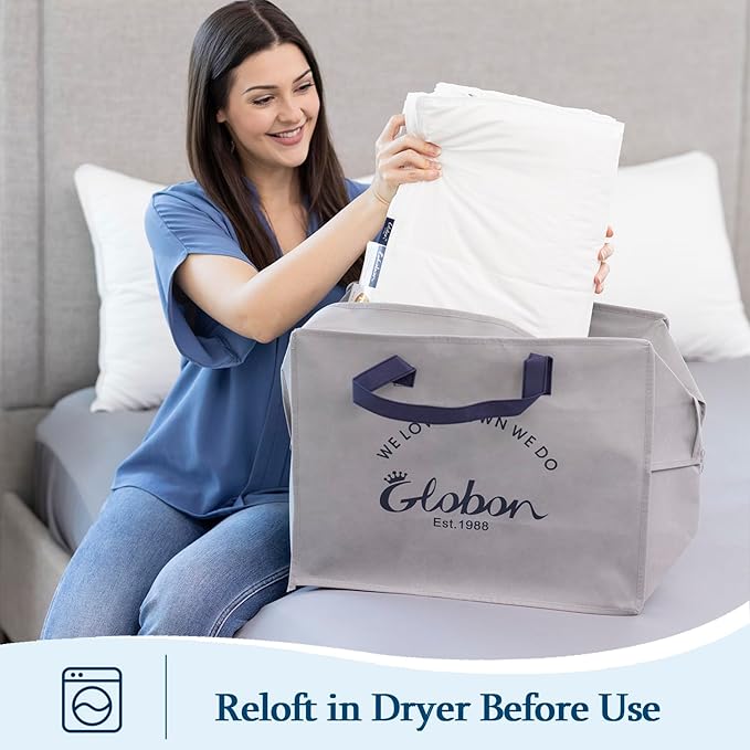 Globon Down Blanket Twin Size, Extra Lightweight Summer Comforter/Duvet Insert for Hot Sleepers, Noiseless & Extra Soft, 7.7 Ounce Fill Weight, White