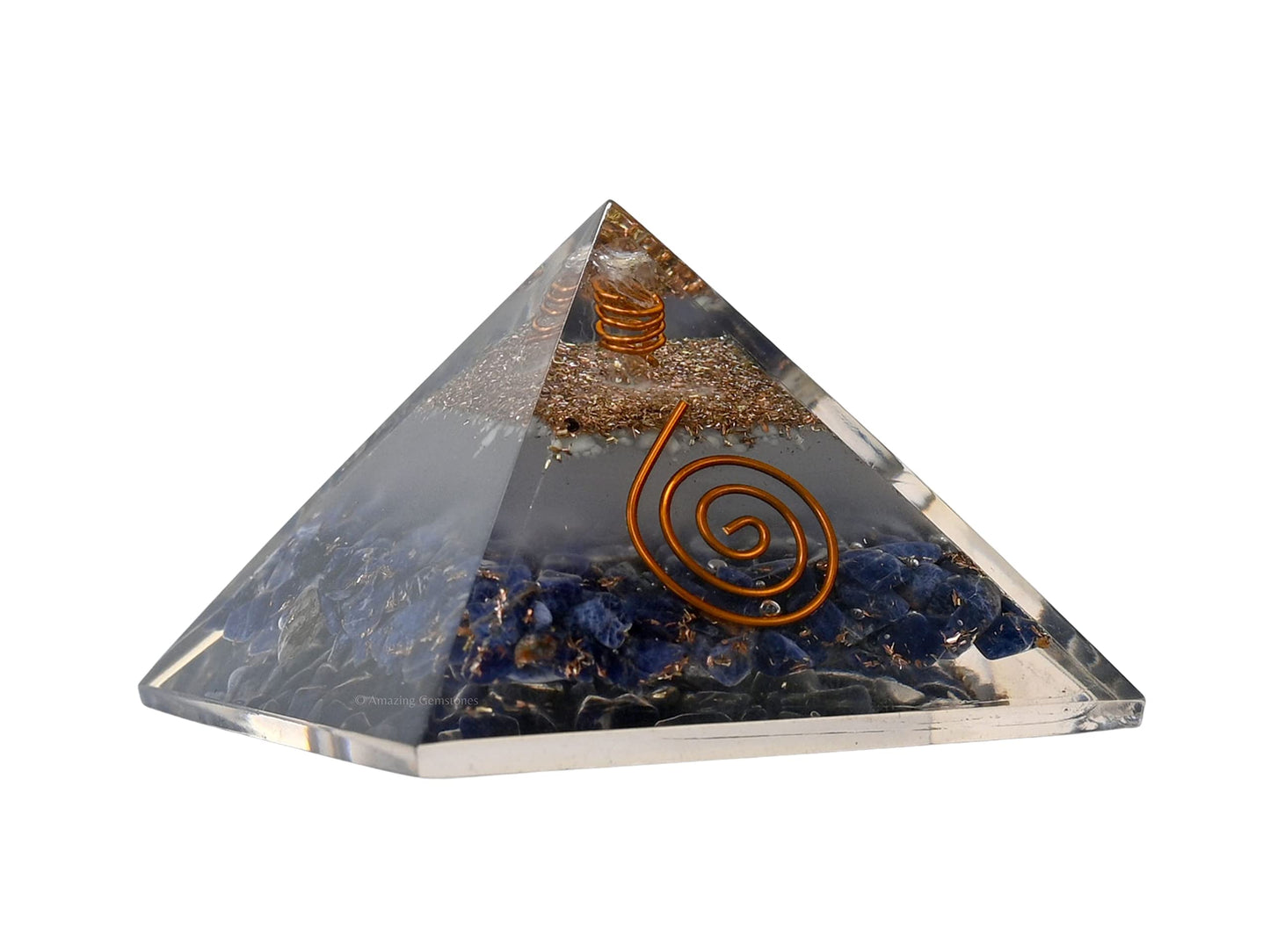 Amazing Gemstone Large Orgone Pyramid | Glow in Dark Sodalite Pyramid Crystal | Orgonite Pyramid | Organ Pyramids Positive Energy Healing