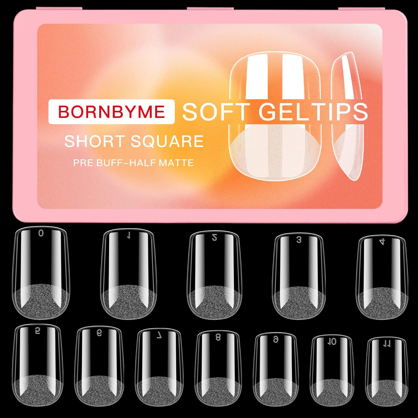 Short Square Soft Gel Nail Tips, BORNBYME 600 PCS Pre Buff Full Cover Shaped Nail Extenison Tips Half Matte Gel X Nail Tips Acrylic False Nail Tips