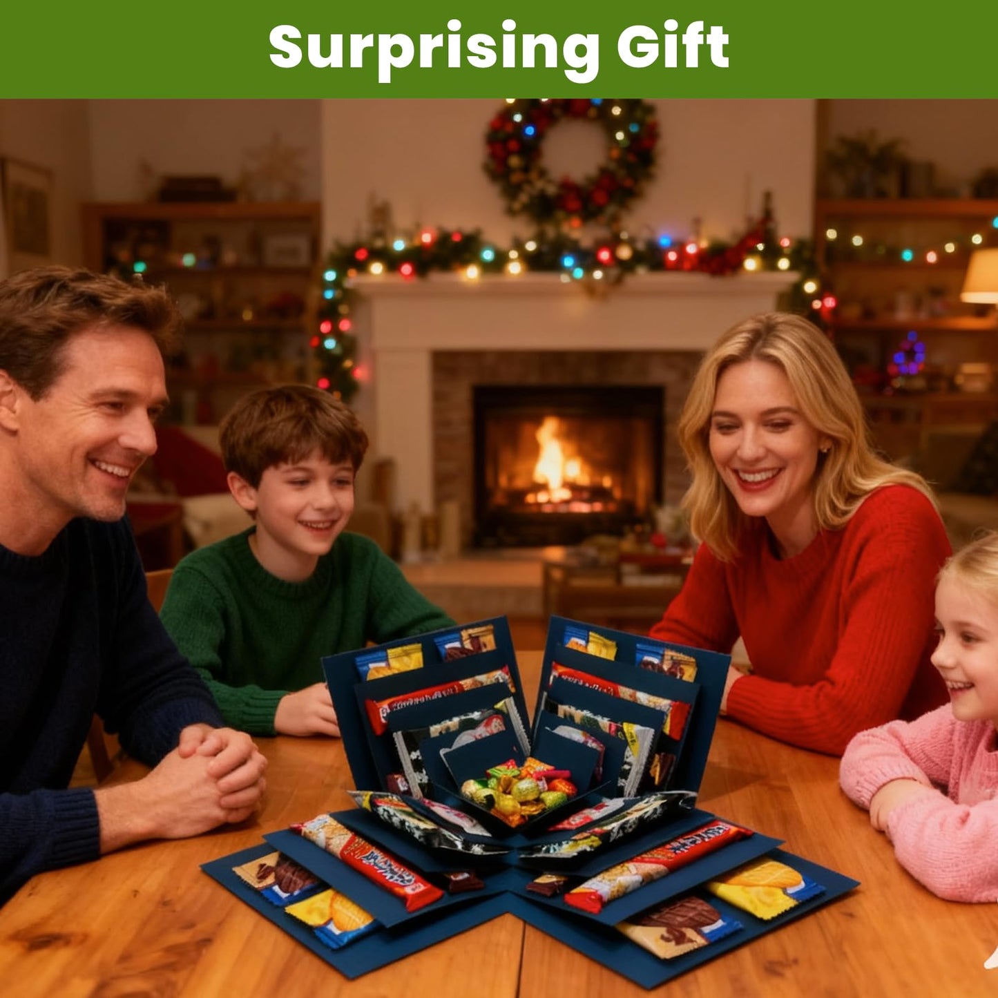 LOOMROOT Gift Box for Holidays, 5 Layer Surprise Picture Box Opens Up, Multi Layer DIY Photos Gift for Birthdays (BLUE)