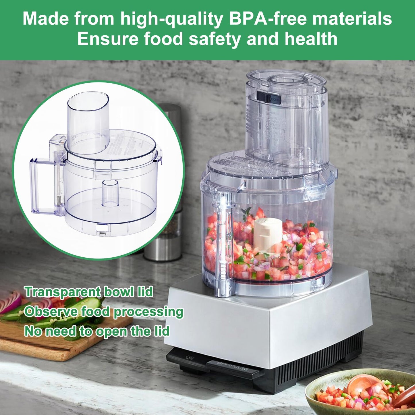 7 Cup Food Processor Replacement Parts Kit for Cuisinart DLC-10 Series Food Processors,Contain:FP-631AGTX-1 Food Processor Work Bowl & DLC-117BGTXT1 Food Work Bowl Cover