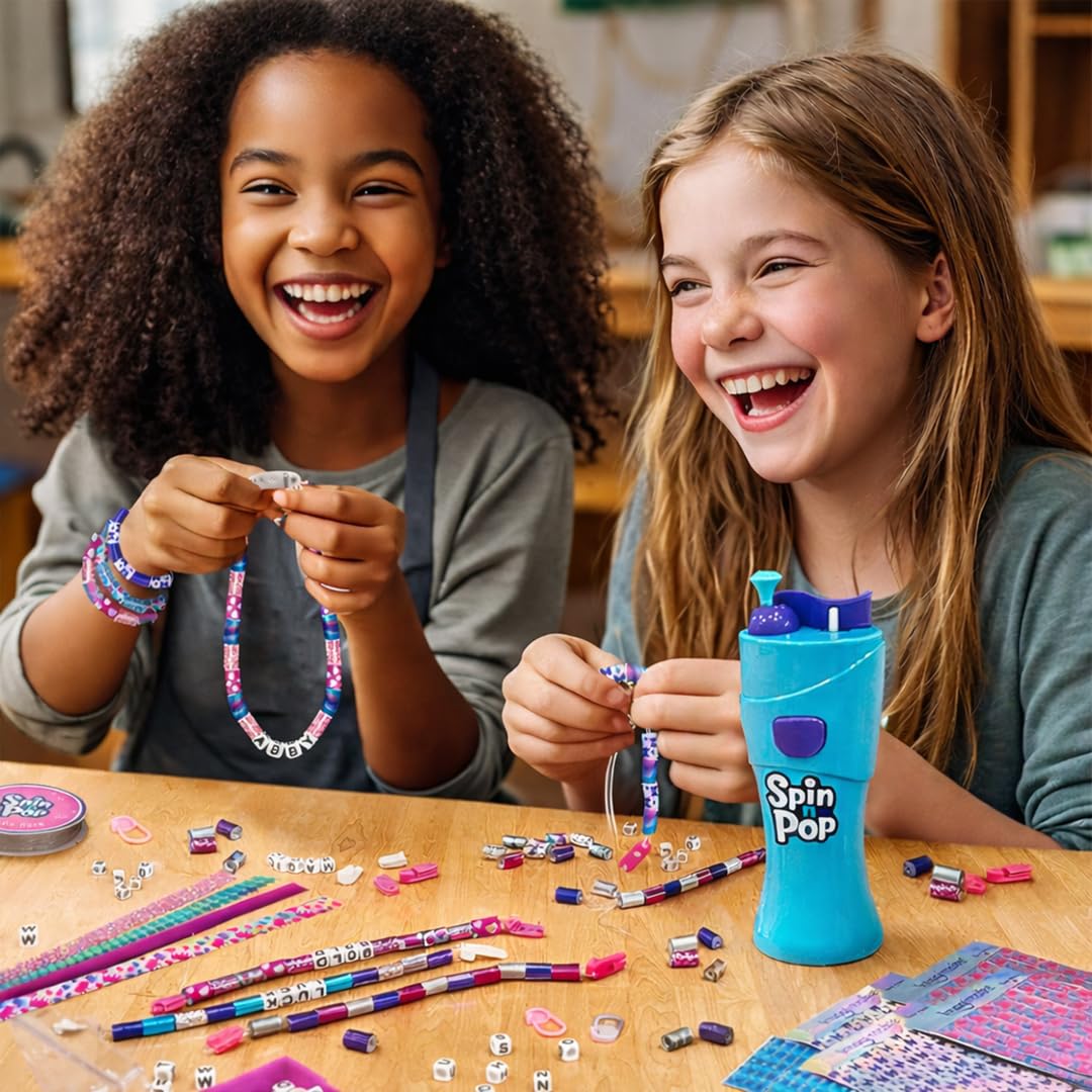 Imagimake Spin n Pop DIY Bracelet Making Kit | Make 10 Friendship Bracelets | Cool Birthday Gift for Tween & Teen Girls | Creative Art & Craft Kits for Kids Age 8,9,10,11,12