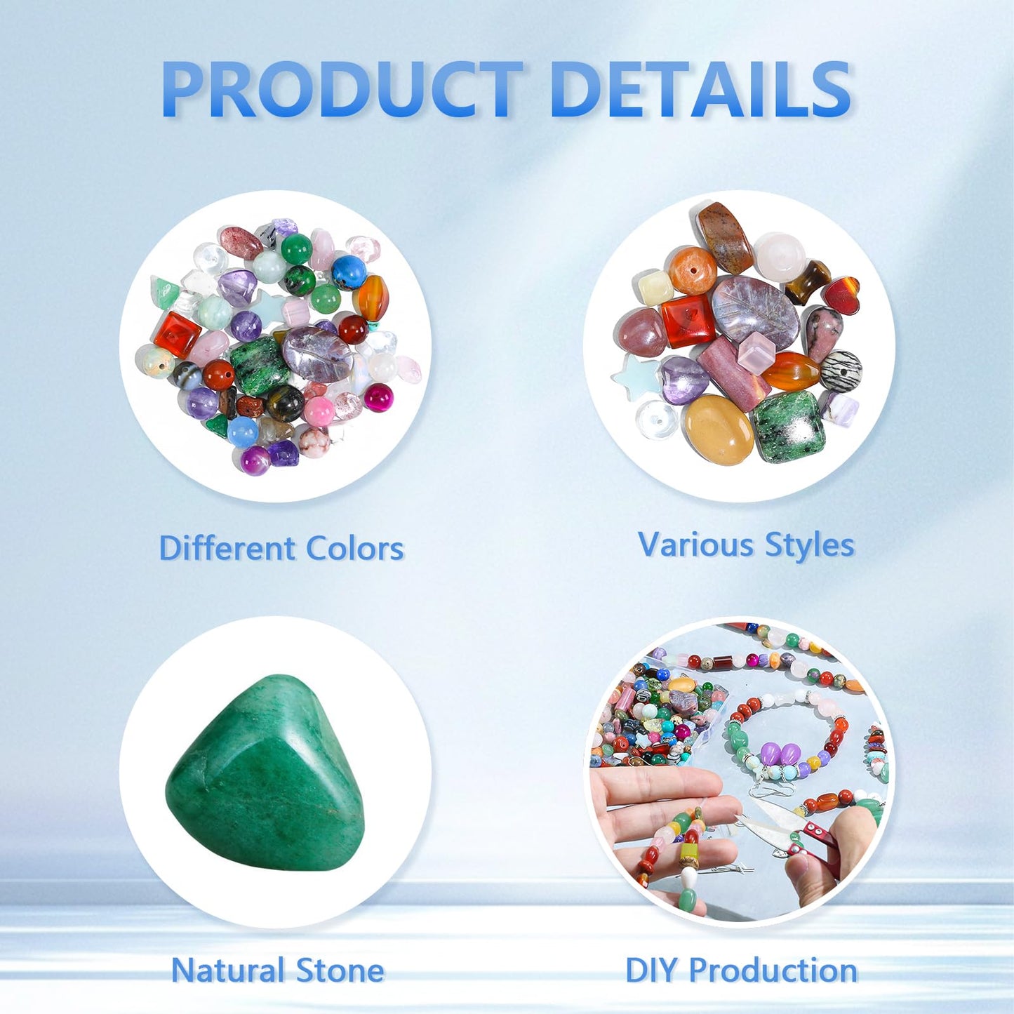 Assorted Natural Stone Beads for Jewelry Making - Mixed Bulk Semi Precious Gemstone Crystal Beads for Crafts Bracelets Earrings Necklace (0.25 Pounds)
