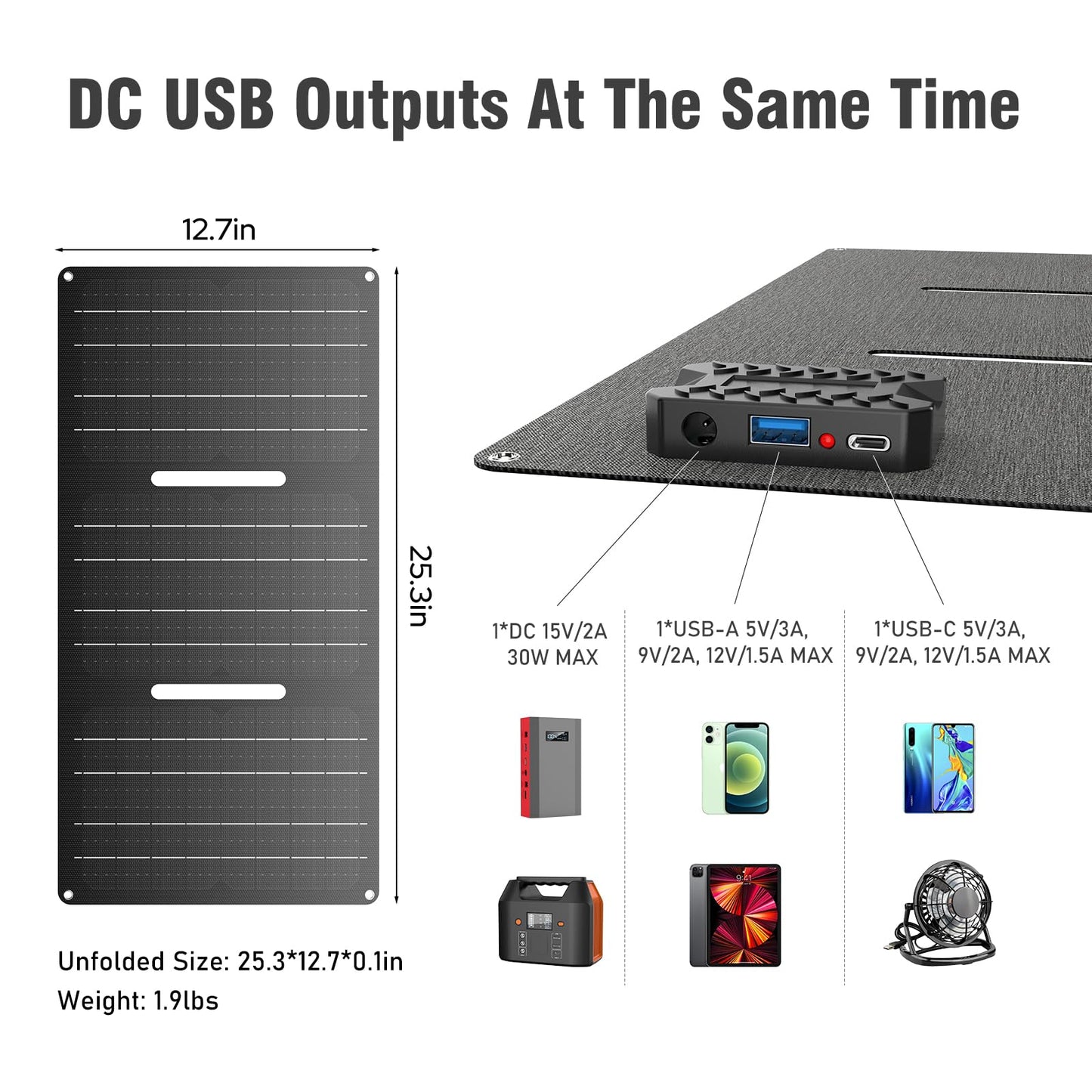 Portable Solar Power Bank with AC Outlet 65W 110V External Battery Pack, 24000mAh Portable Laptop Charger with Foldable Solar Panel 30W for Outdoor Smart Device Camping Hiking Trip Off Grid Backup