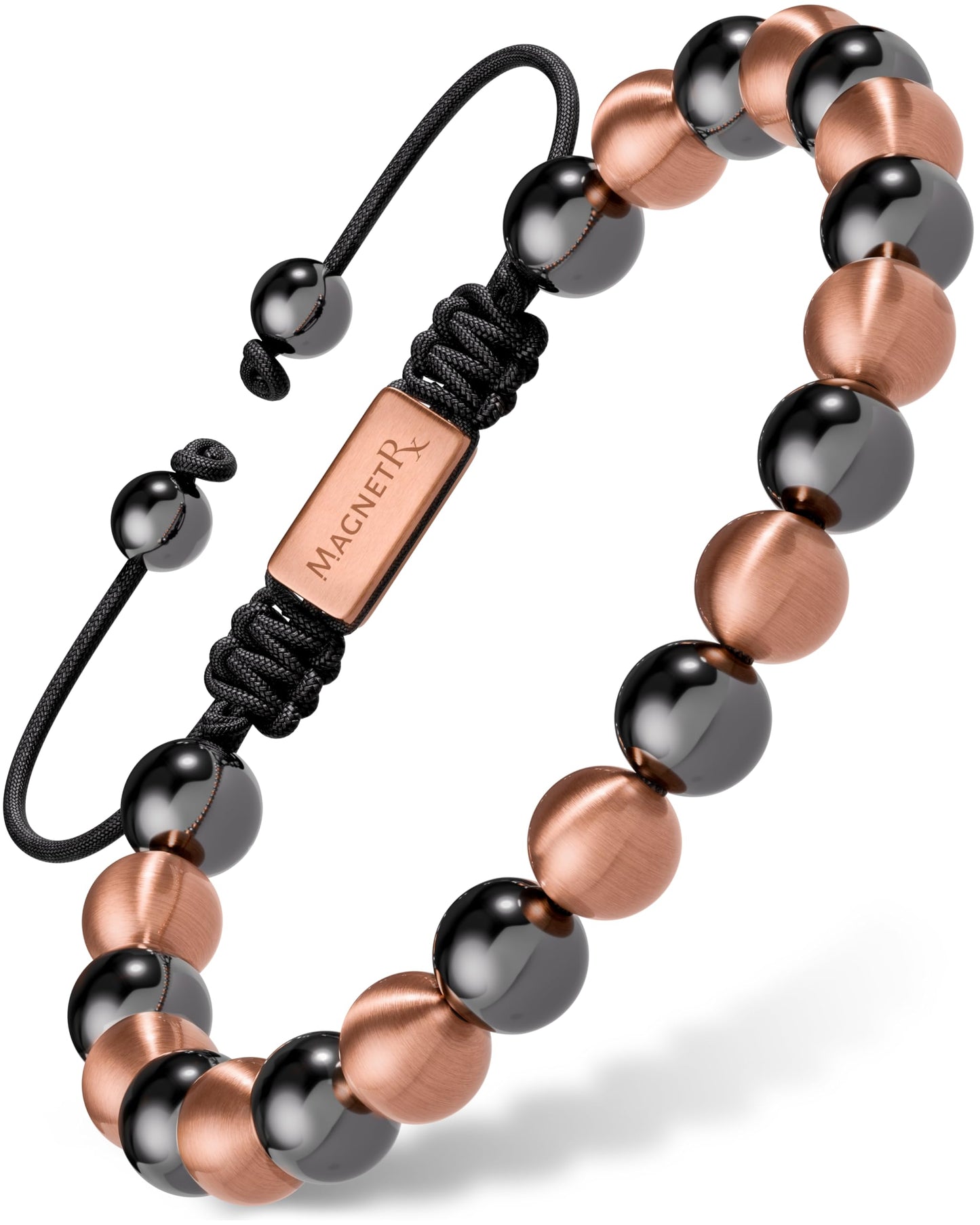 MagnetRX® Magnetic Bracelets for Men & Women – MAX Strength Magnetic Hematite & Copper Bracelet with 8mm Solid Copper Beads (Single Copper)