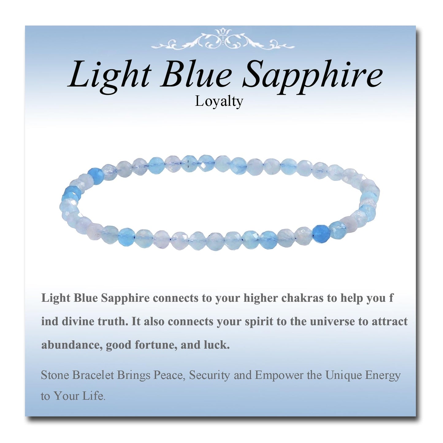 MASSIVE BEADS Natural Genuine Gemstone Beads Healing Crystal Chakra Reiki Jewelry Faceted Round Beads Bracelets (Light Blue Sapphire, 3mm)