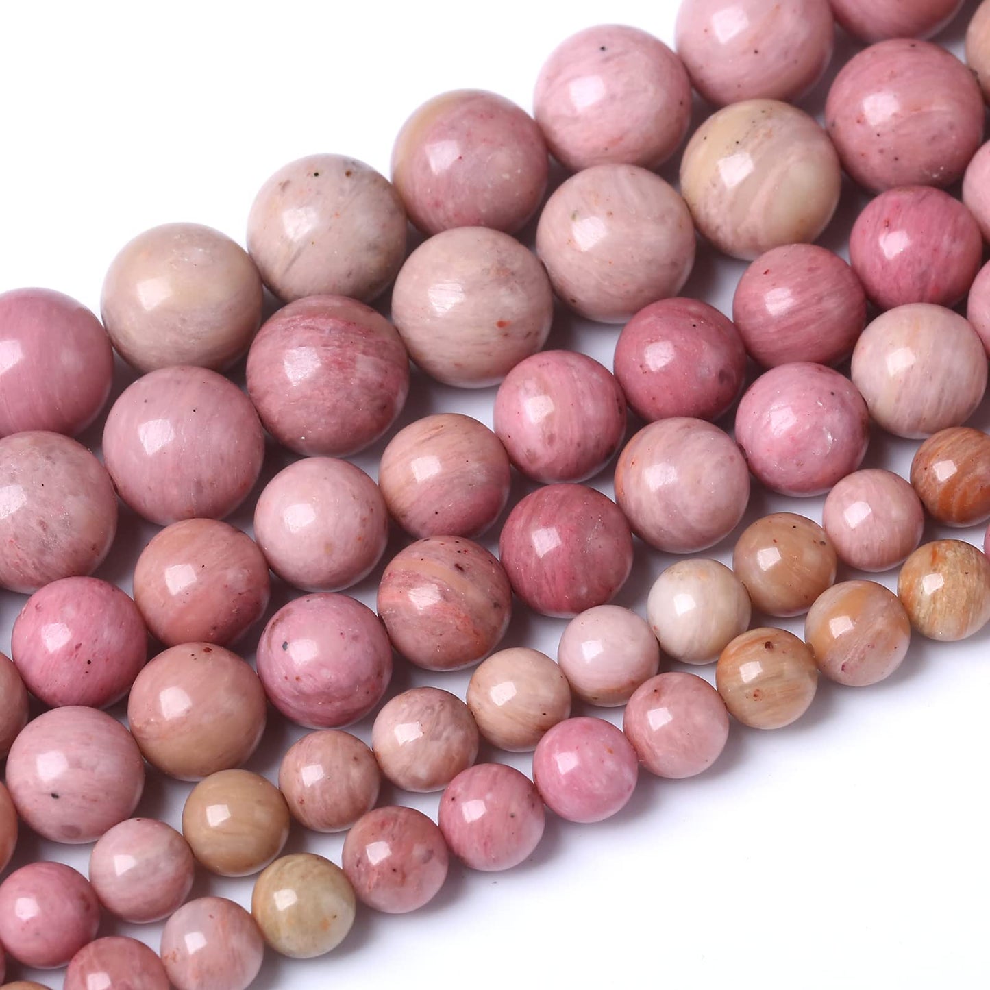 60PCS 6MM Natural Rhodonite Beads Round Loose Stone Beads for Jewelry Making DIY Energy Stone Healing Power Bracelet 15"