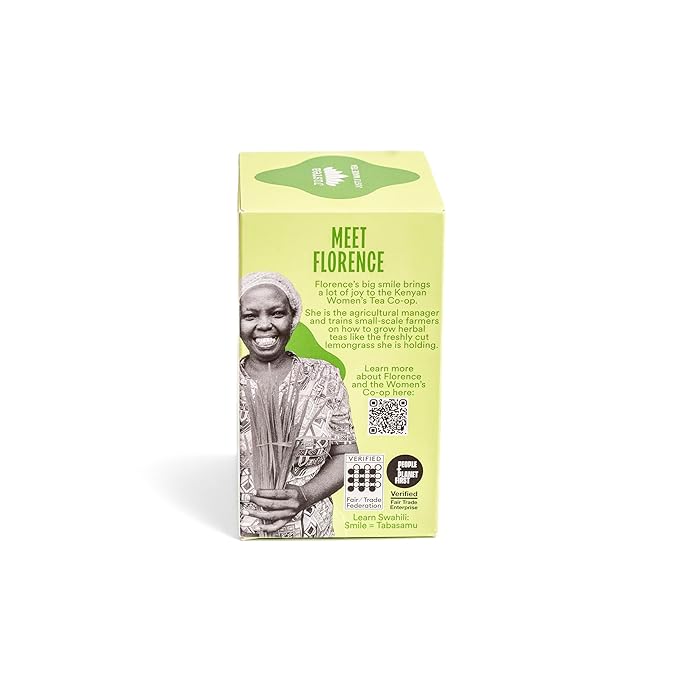 JusTea LEMON GINGER | Herbal Tea Bags, Caffeine-Free, Organic Ginger and Lemongrass Tea | Fair-Trade | Plastic-Free Tea Bags | Vegan, Sugar-Free, Gluten-Free | 16 Tea Bags