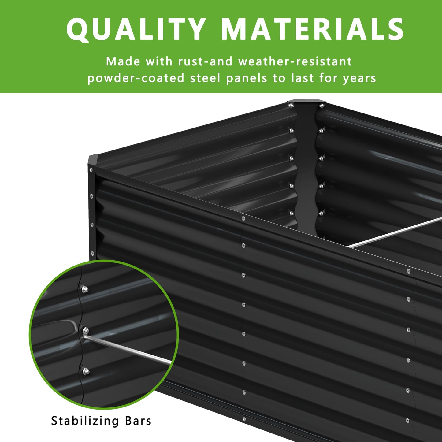 Nedenyou 2PCS 4x2x1FT Galvanized Raised Garden Bed,Planter Raised Beds-Metal Garden Box,Large Plant for Outdoor Planting, Vegetables Bed，Flower,herb-Black